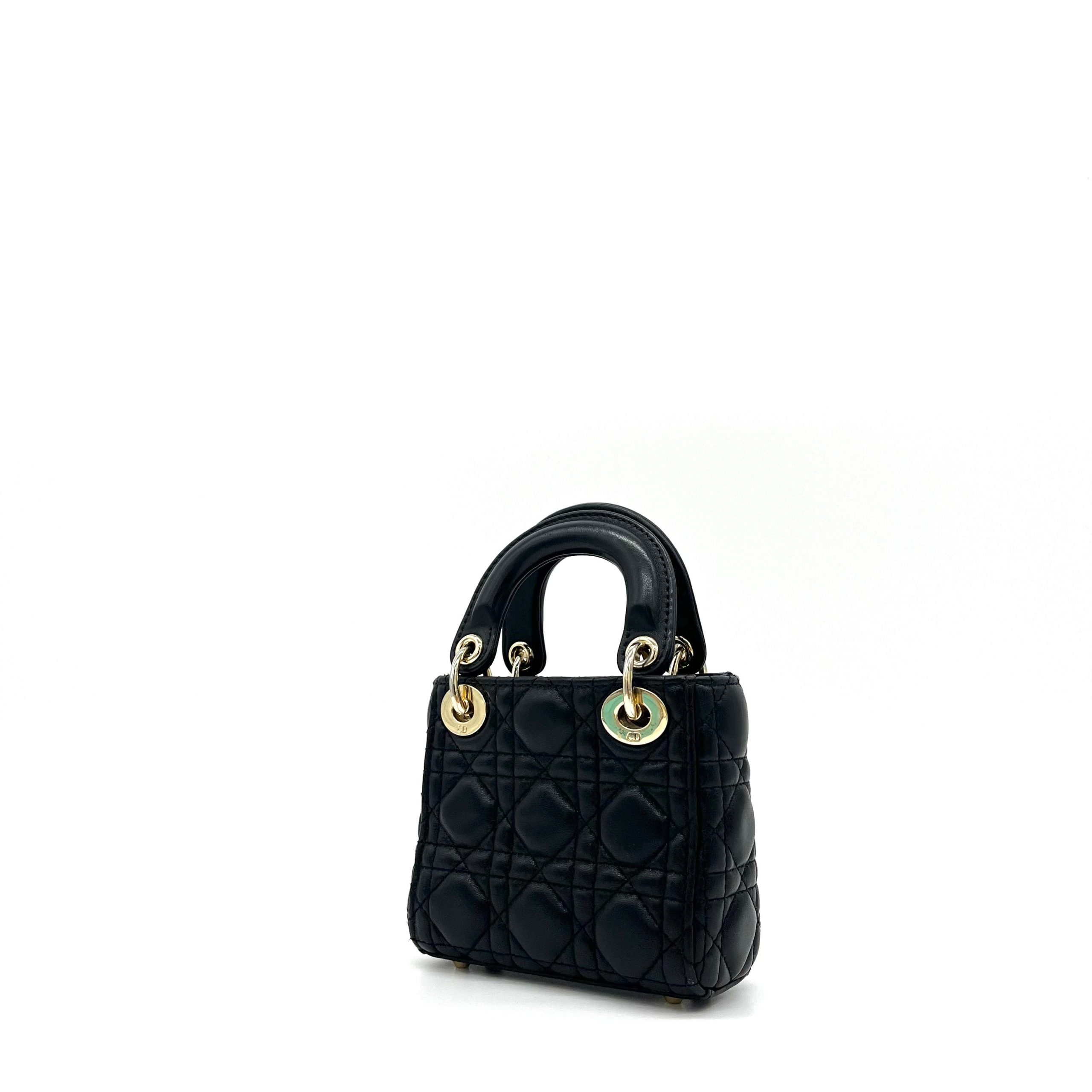 Mini Christian Dior Lambskin Cannage Micro Lady Dior Black