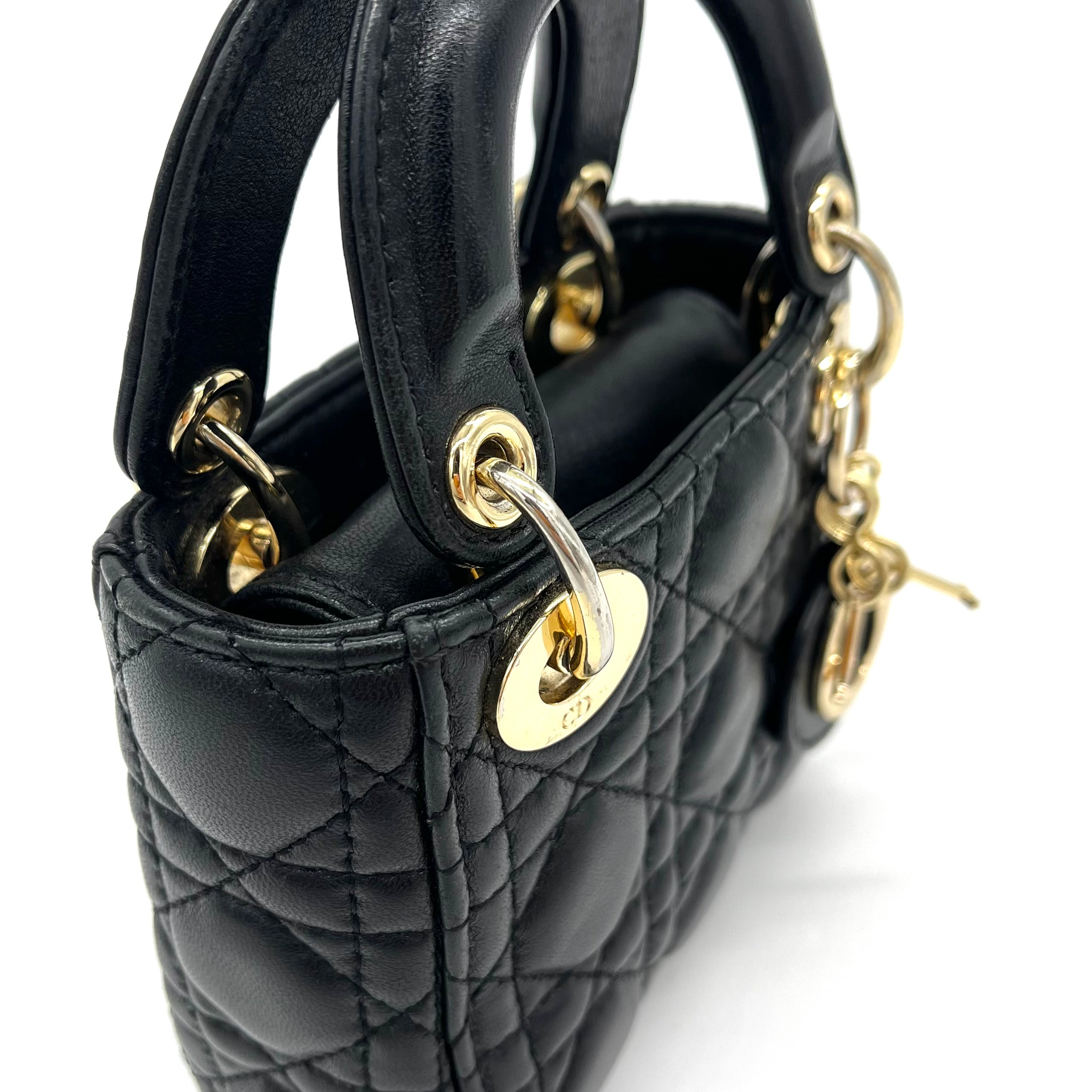 Mini Christian Dior Lambskin Cannage Micro Lady Dior Black