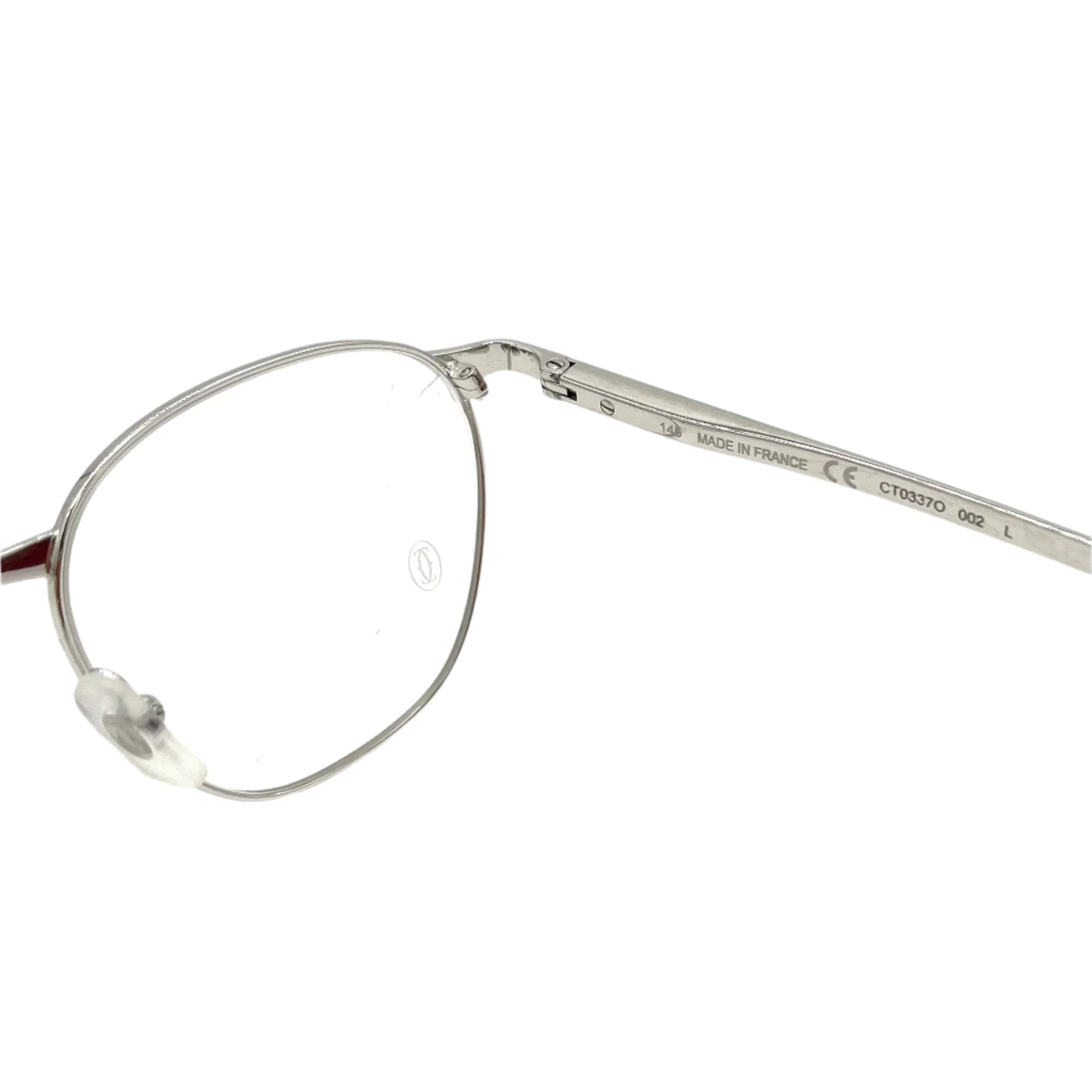 CARTIER Santos de Cartier CT3370 Silver Hardware Eyeglasses Frame