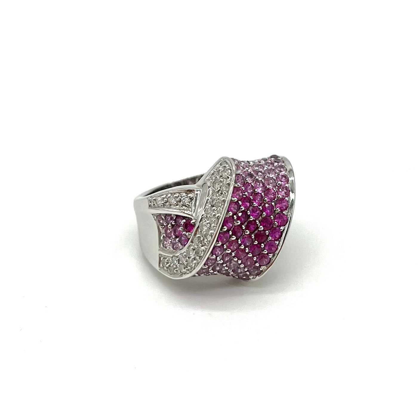 18K White Gold Pink Crystal Ring