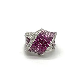18K White Gold Pink Crystal Ring