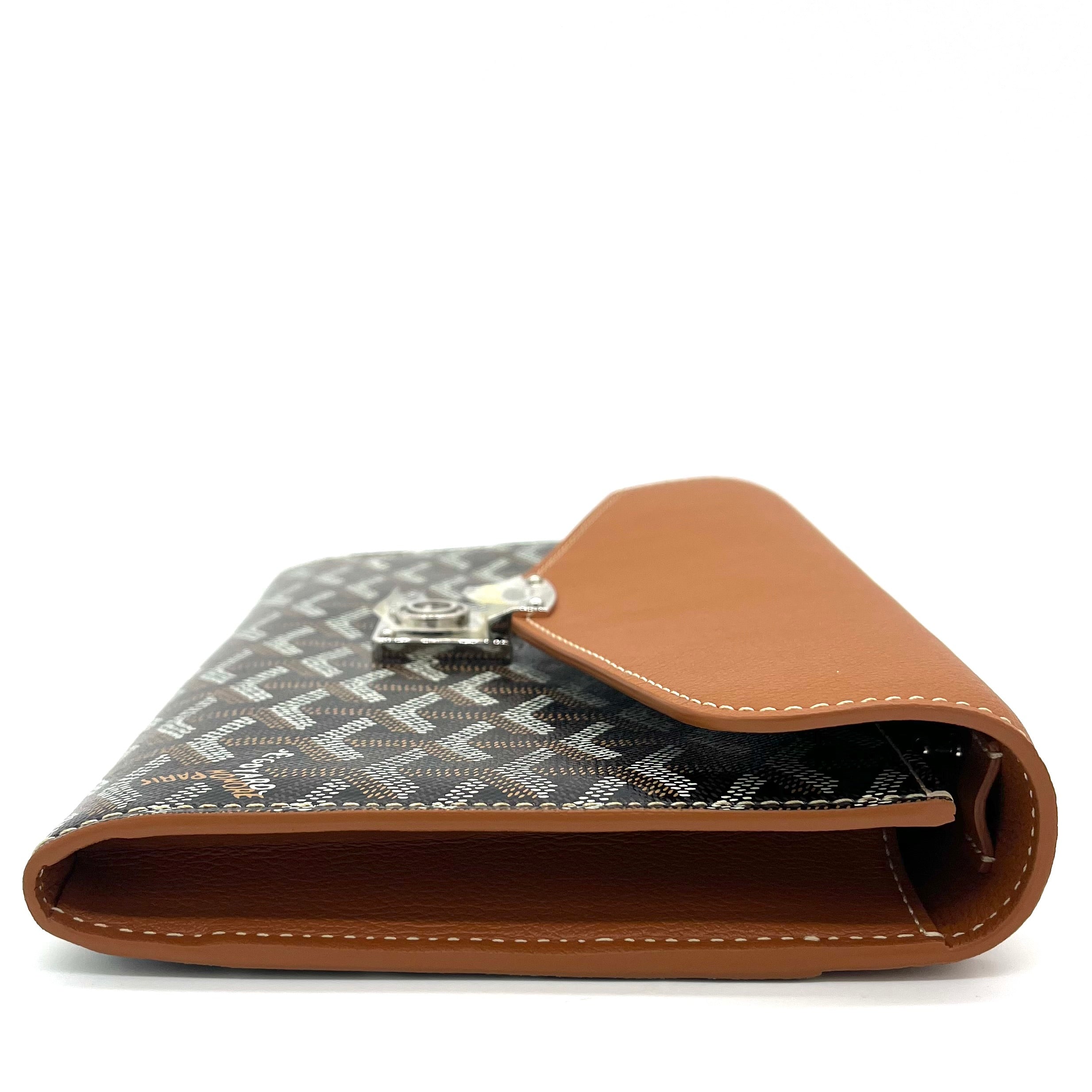 Goyard Goyardine Calfskin Chypre Wallet Pouch Black Gold