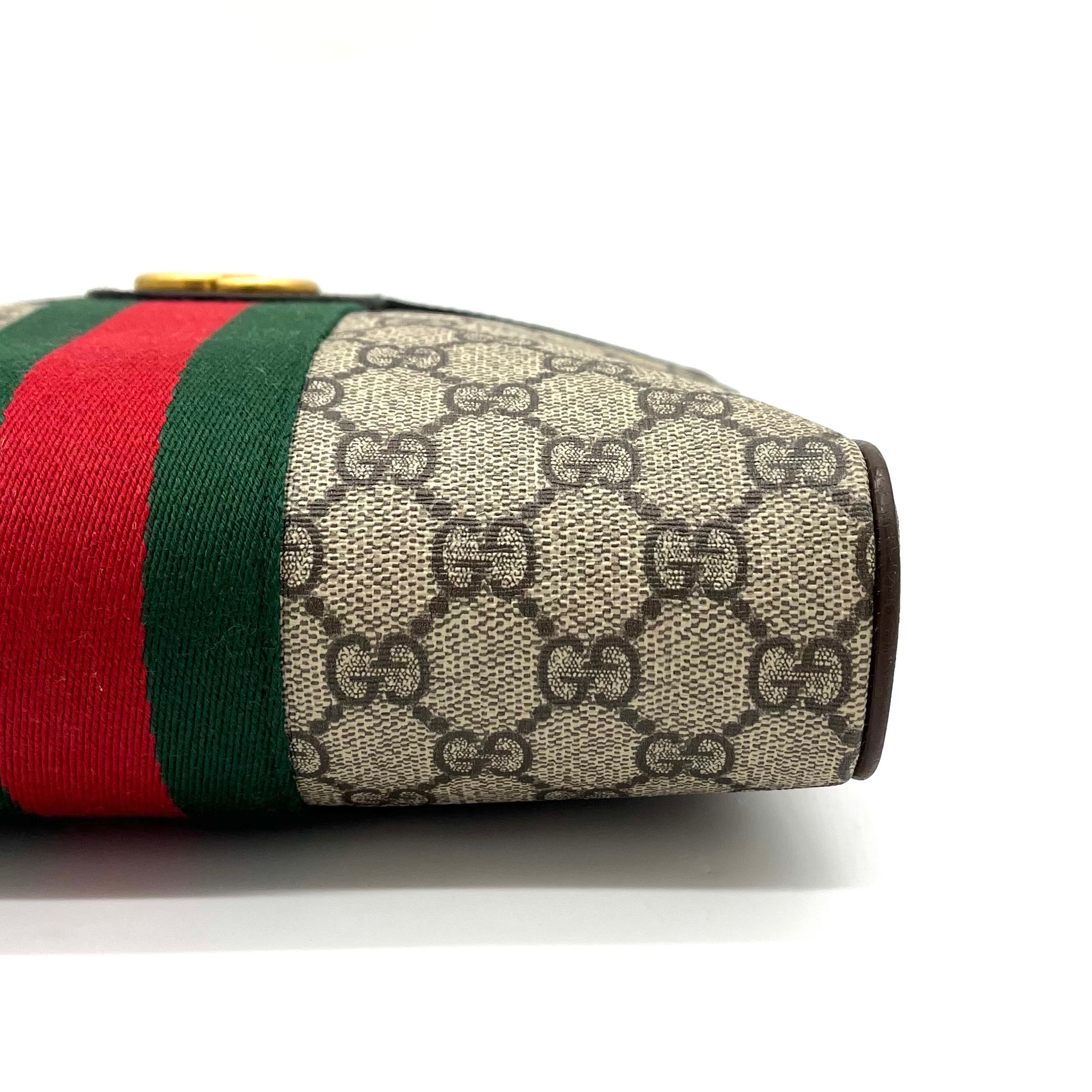 GUCCI GG Supreme Monogram Web Small Ophidia Messenger Bag Brown