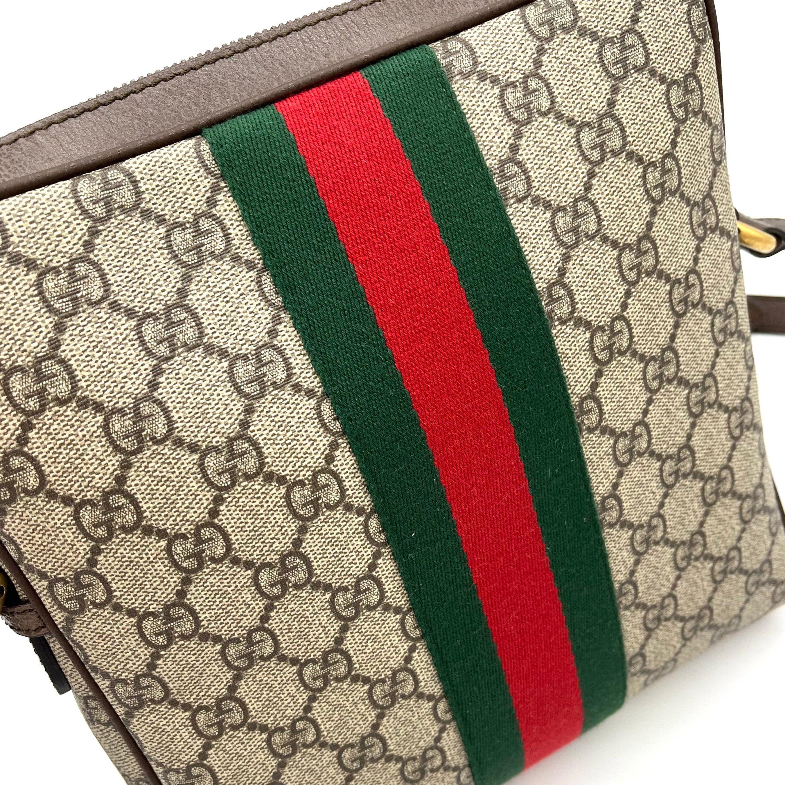 GUCCI GG Supreme Monogram Web Small Ophidia Messenger Bag Brown