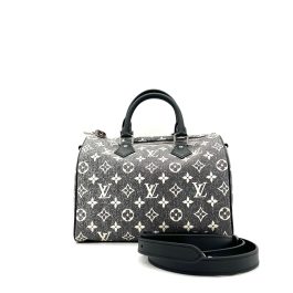 Louis Vuitton Denim Monogram Jacquard Speedy Bandouliere 25 Black