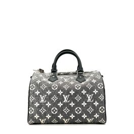 Louis Vuitton Denim Monogram Jacquard Speedy Bandouliere 25 Black