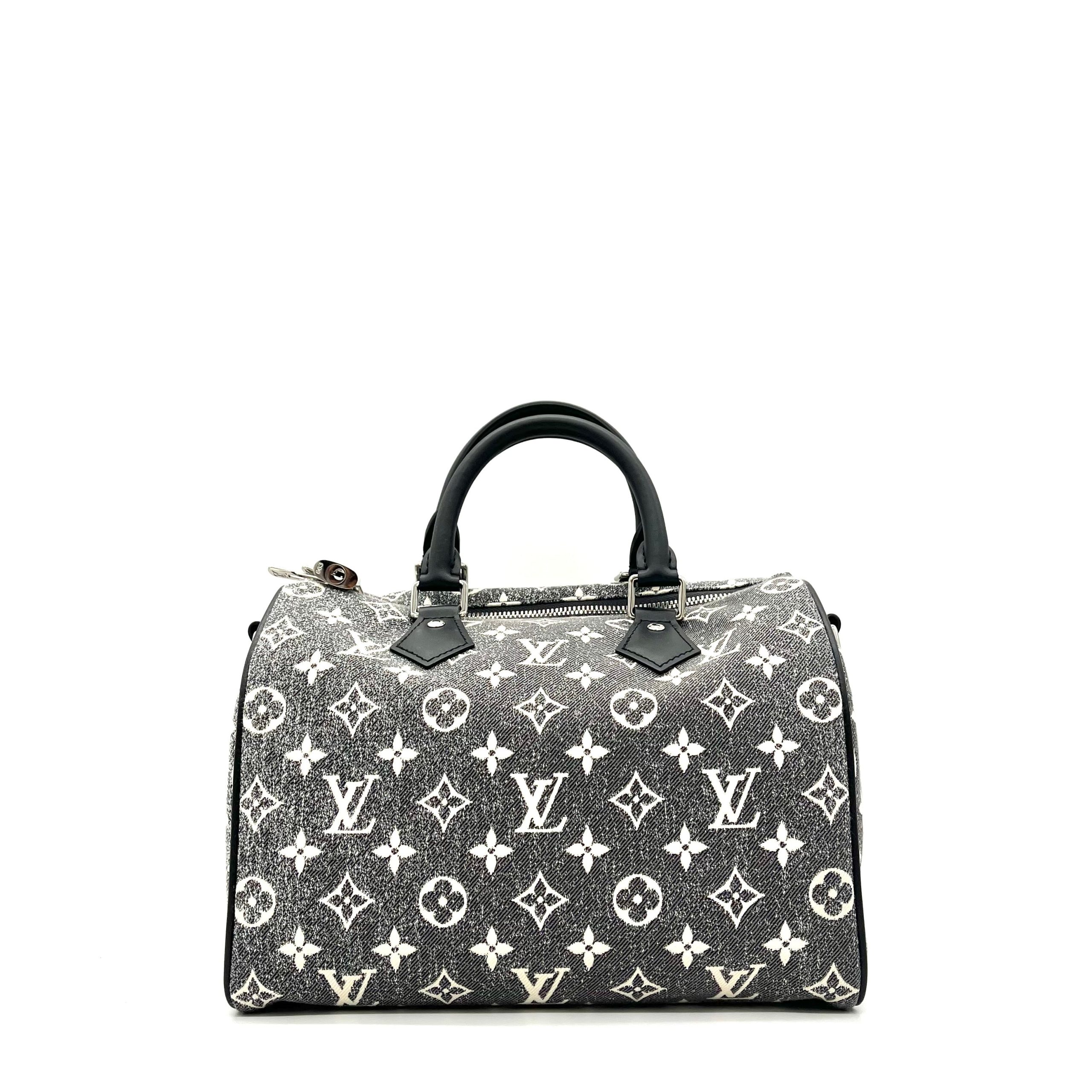 Louis Vuitton Denim Monogram Jacquard Speedy Bandouliere 25 Black