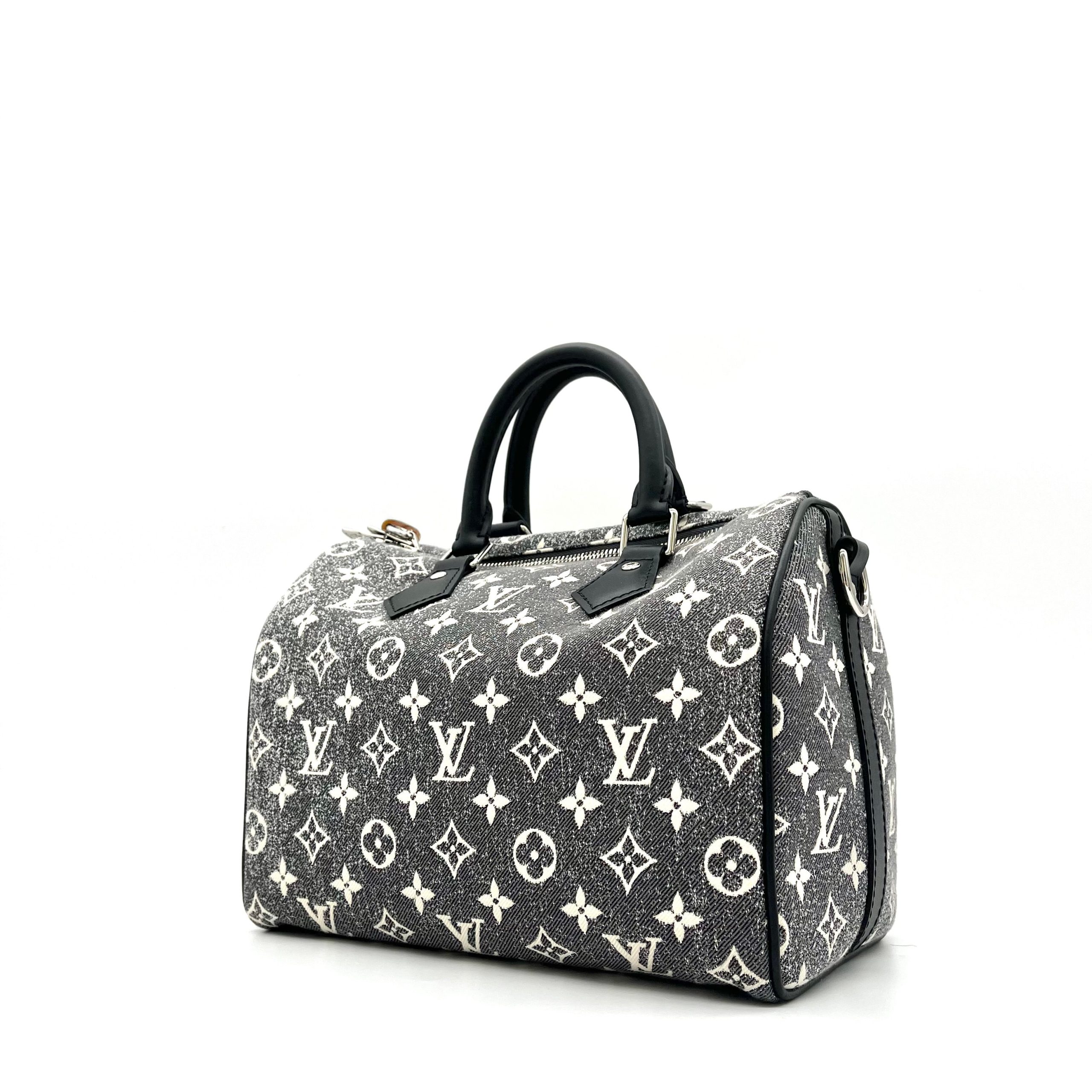 Louis Vuitton Denim Monogram Jacquard Speedy Bandouliere 25 Black