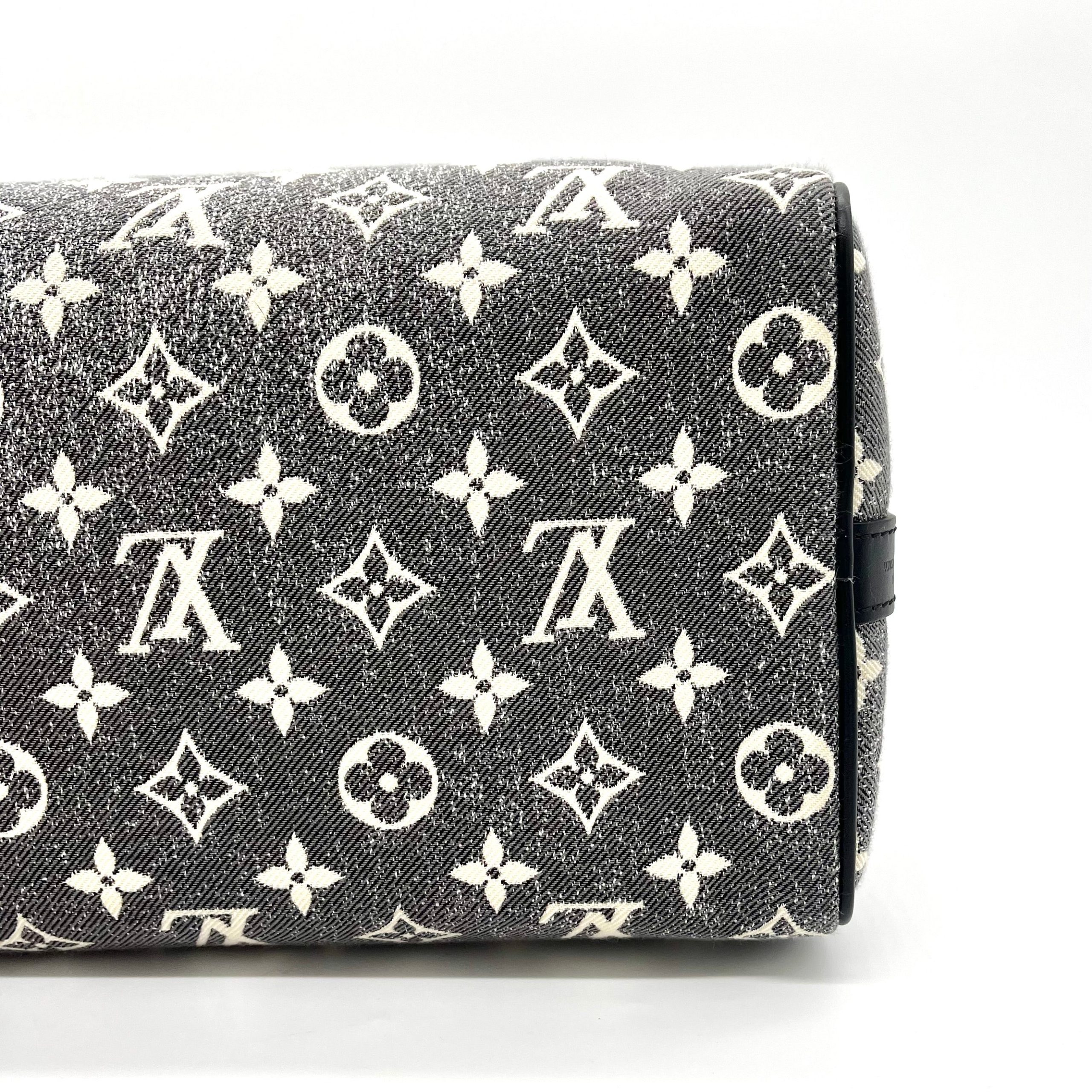 Louis Vuitton Denim Monogram Jacquard Speedy Bandouliere 25 Black