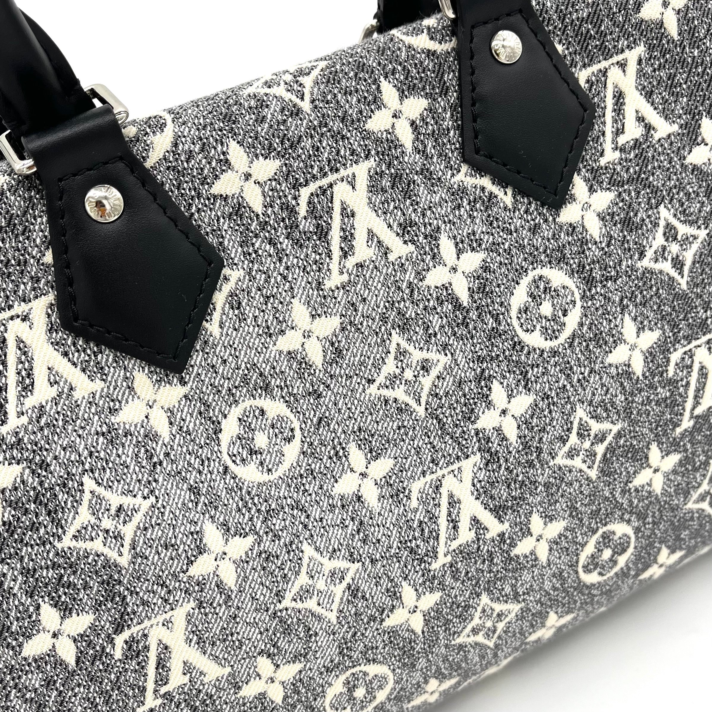 Louis Vuitton Denim Monogram Jacquard Speedy Bandouliere 25 Black