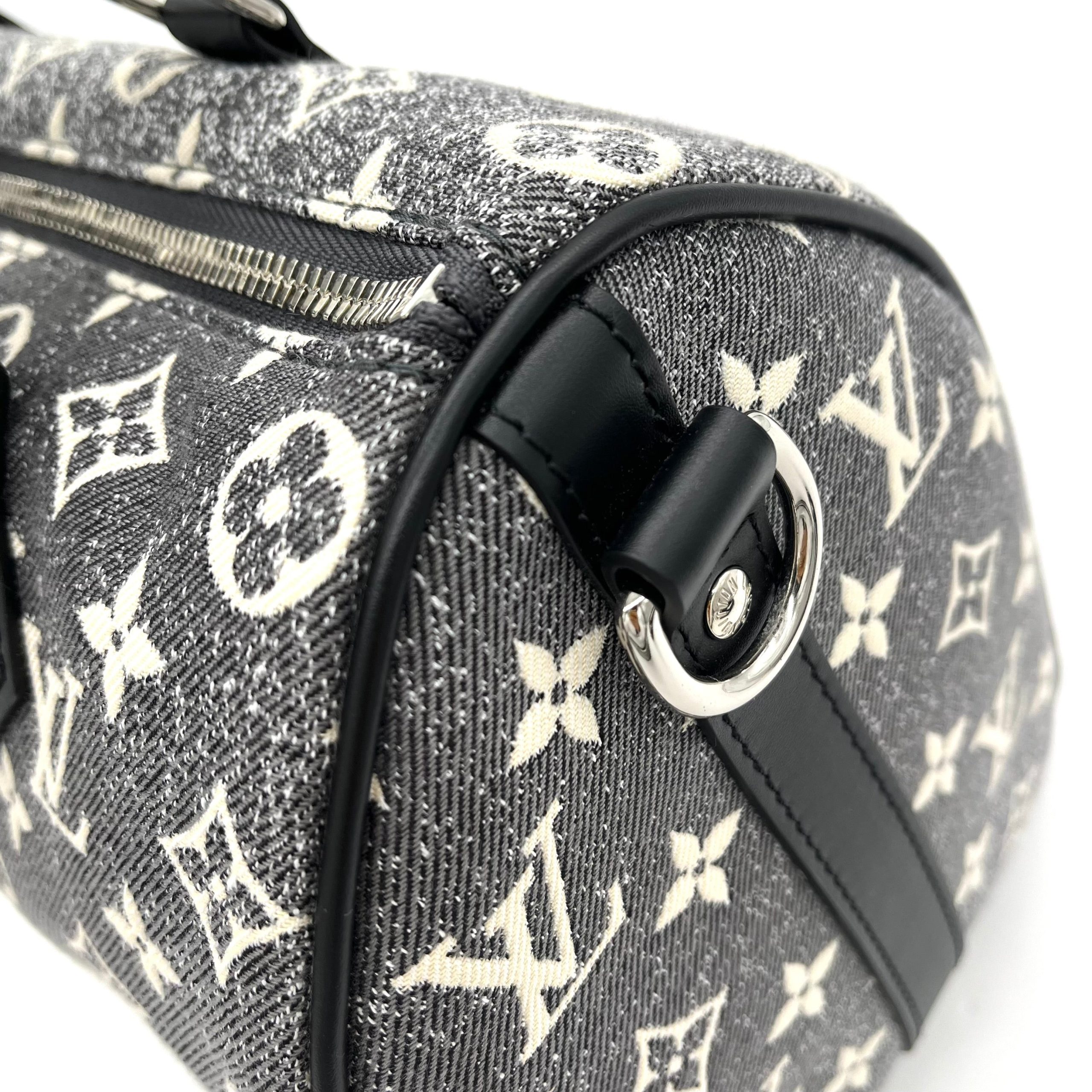 Louis Vuitton Denim Monogram Jacquard Speedy Bandouliere 25 Black