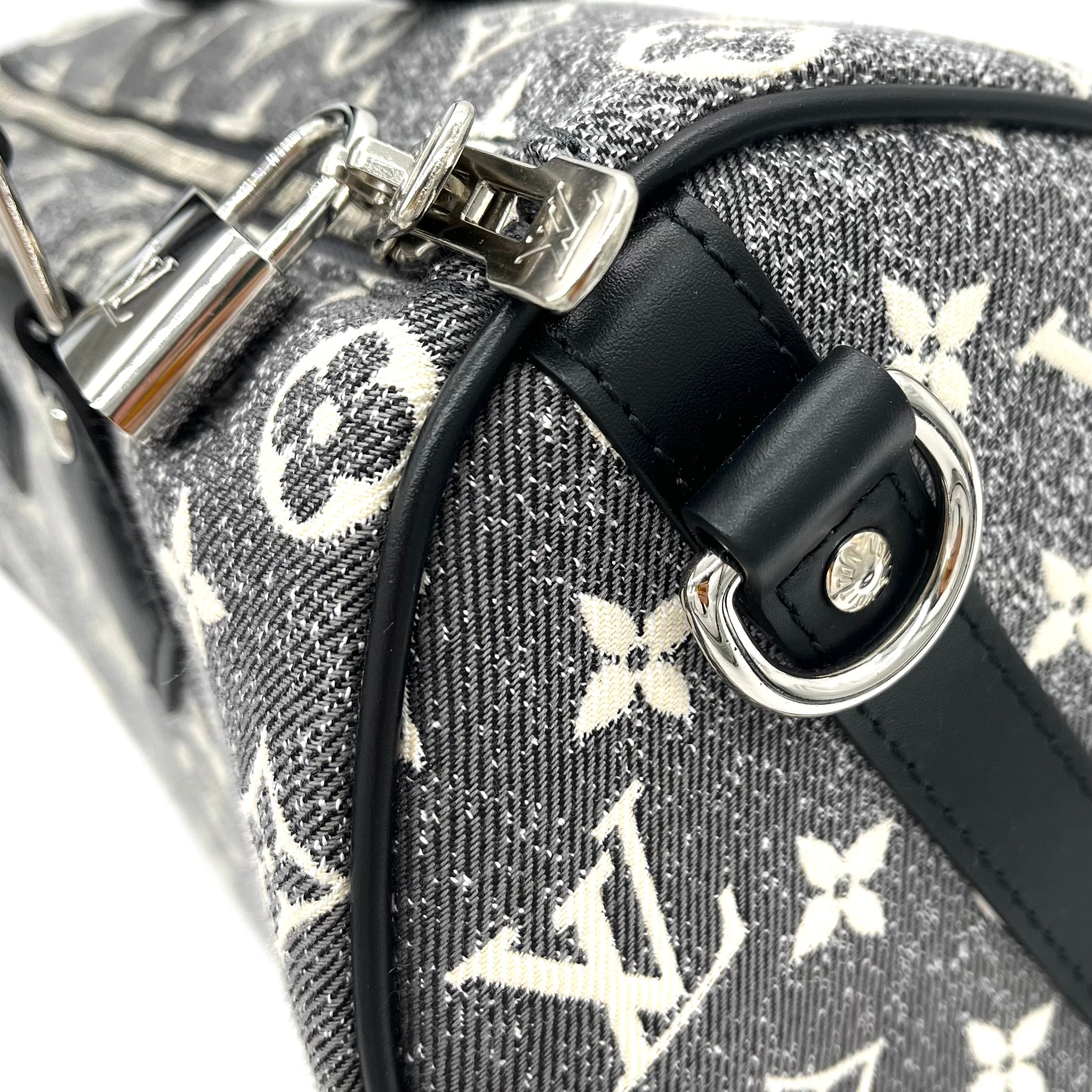 Louis Vuitton Denim Monogram Jacquard Speedy Bandouliere 25 Black