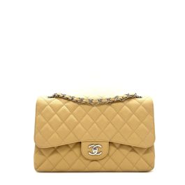 CHANEL Caviar Quilted Jumbo Double Flap Beige 2012-2013