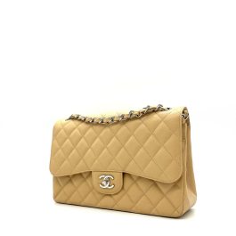 CHANEL Caviar Quilted Jumbo Double Flap Beige 2012-2013