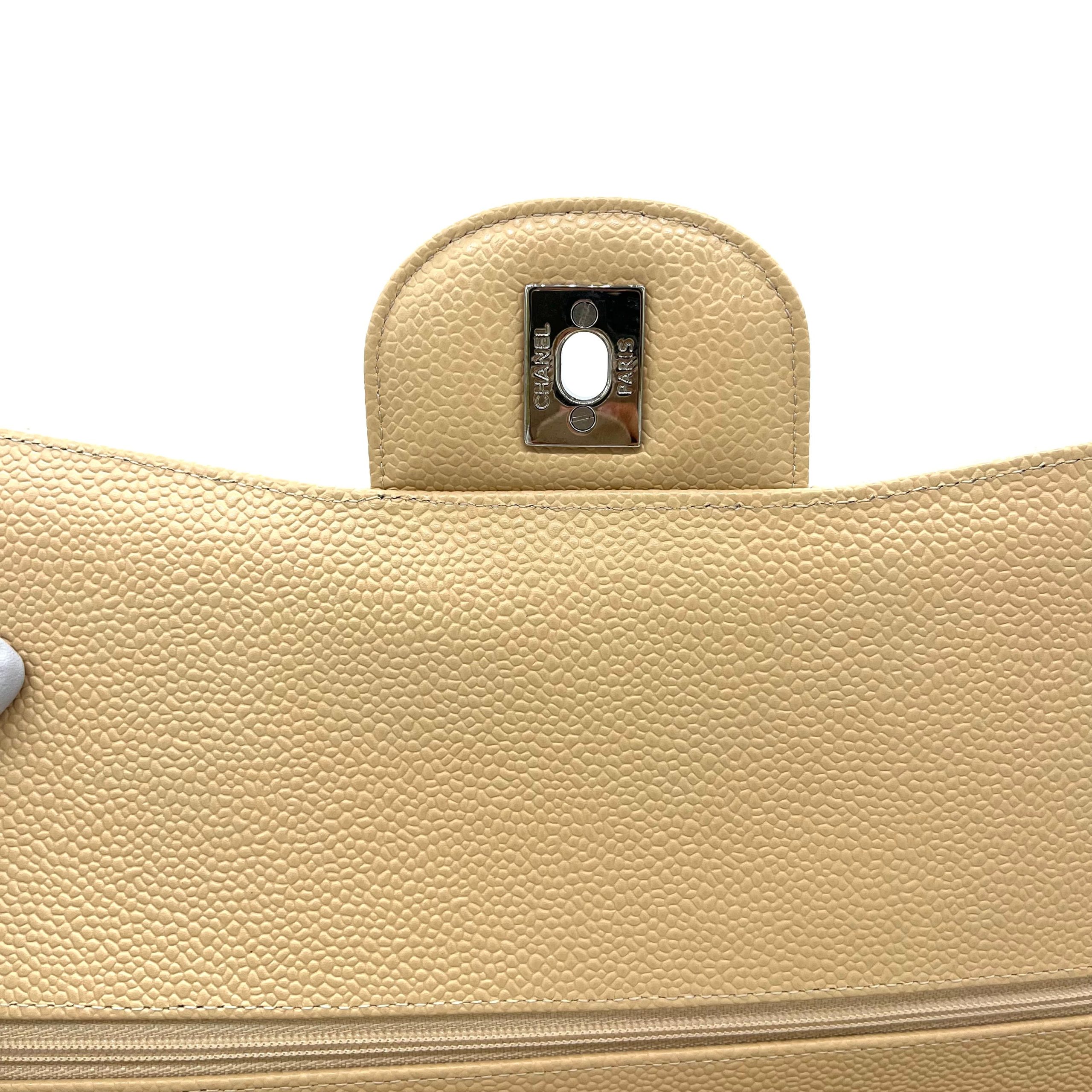 CHANEL Caviar Quilted Jumbo Double Flap Beige 2012-2013