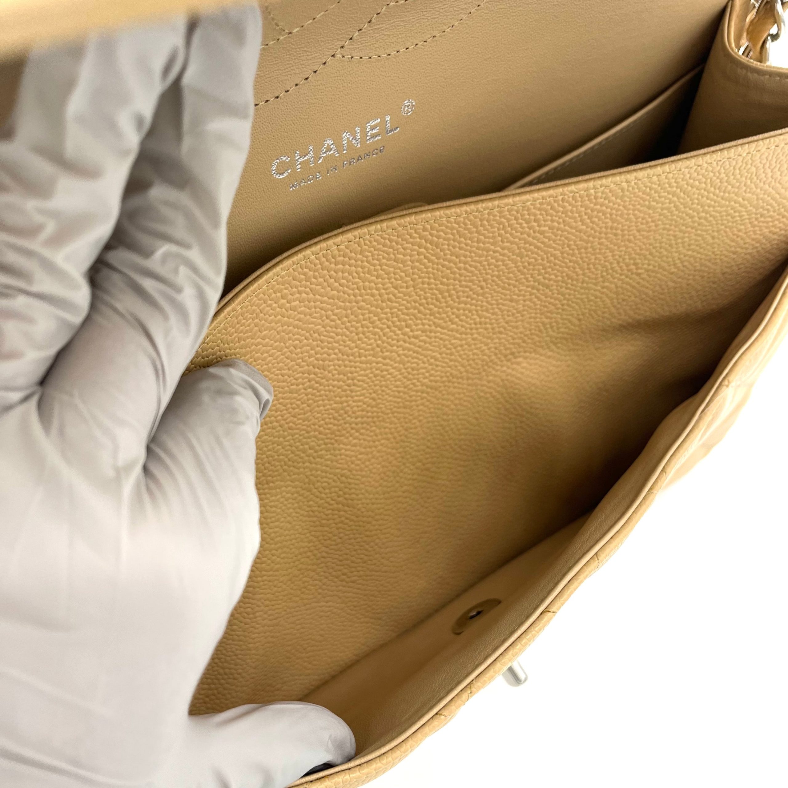 CHANEL Caviar Quilted Jumbo Double Flap Beige 2012-2013