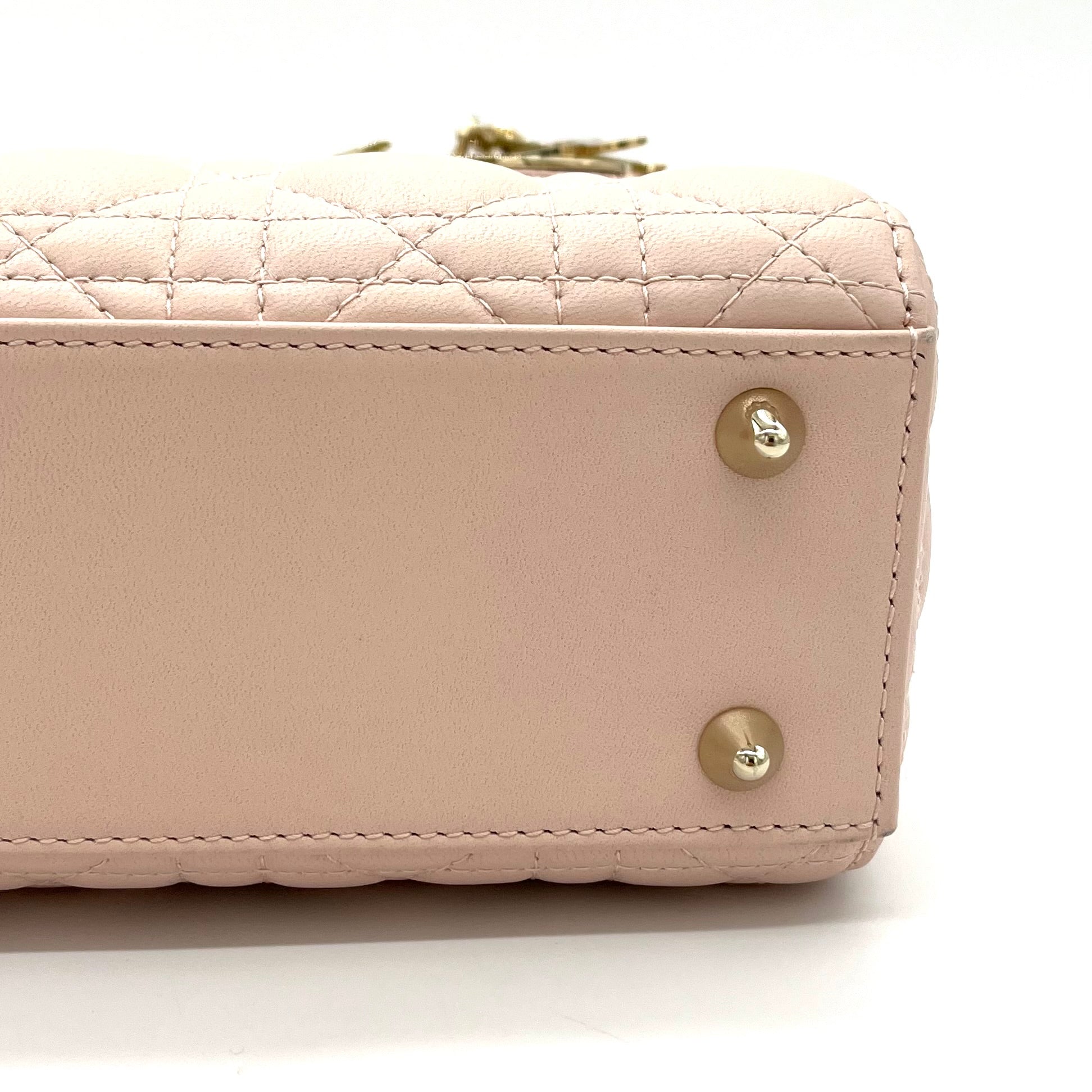 CHRISTIAN DIOR Lambskin Cannage Small My ABCDior Lady Dior Rose Poudre