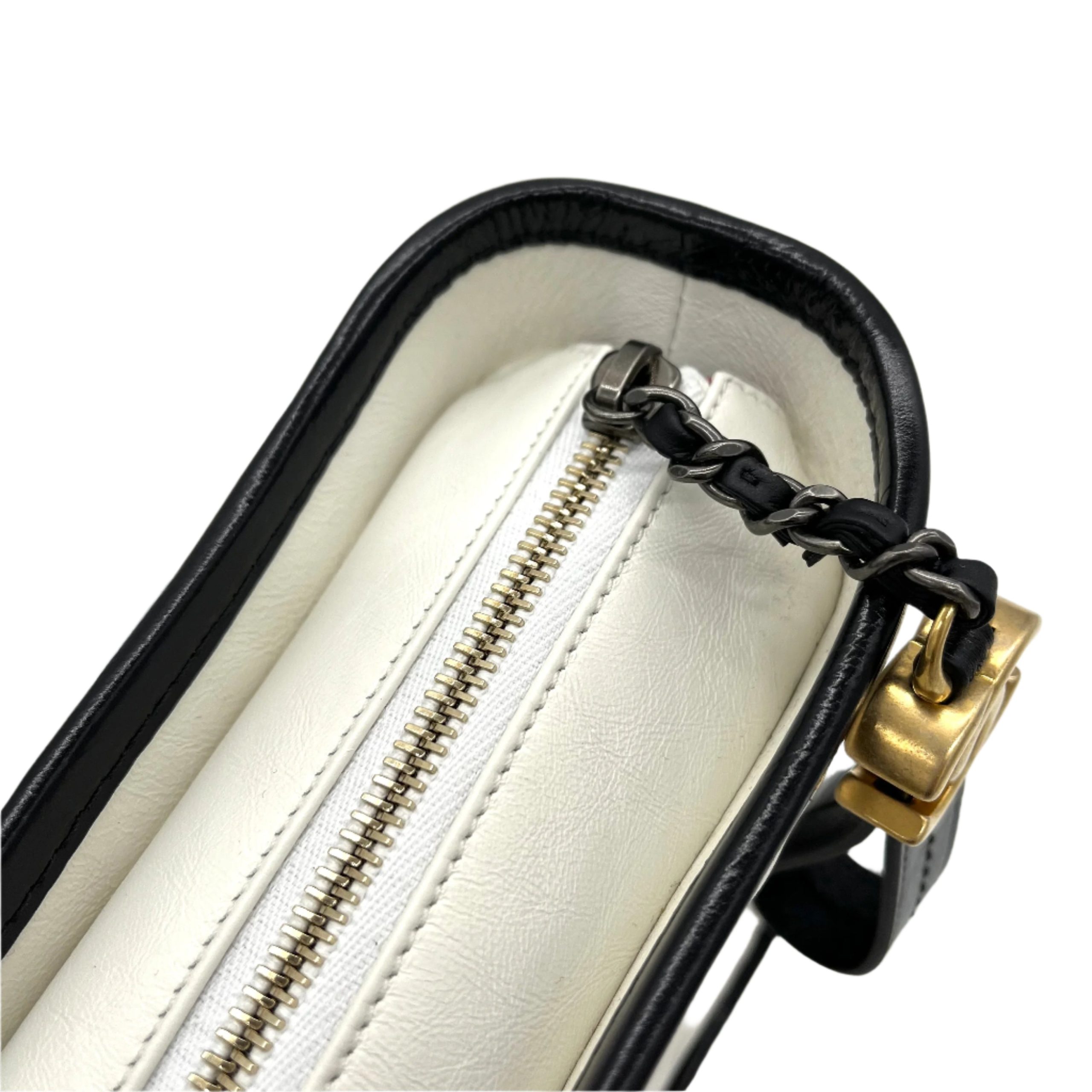 CHANEL Aged Calfskin Quilted Medium Gabrielle Hobo White