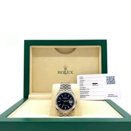 ROLEX Datejust 36mm 126200 Blue Index Smooth Stainless Steel Jubilee Mens Watch