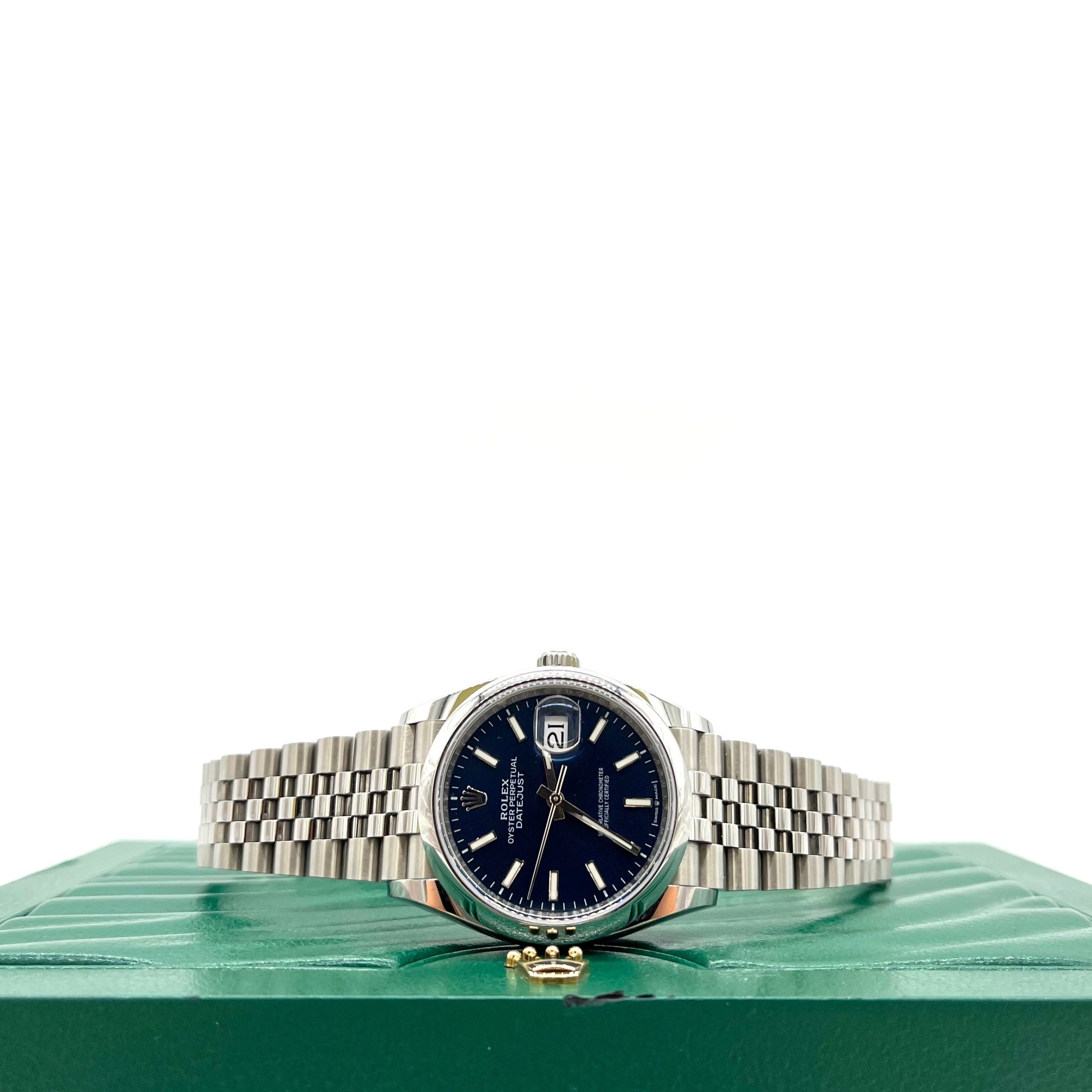 ROLEX Datejust 36mm 126200 Blue Index Smooth Stainless Steel Jubilee Mens Watch