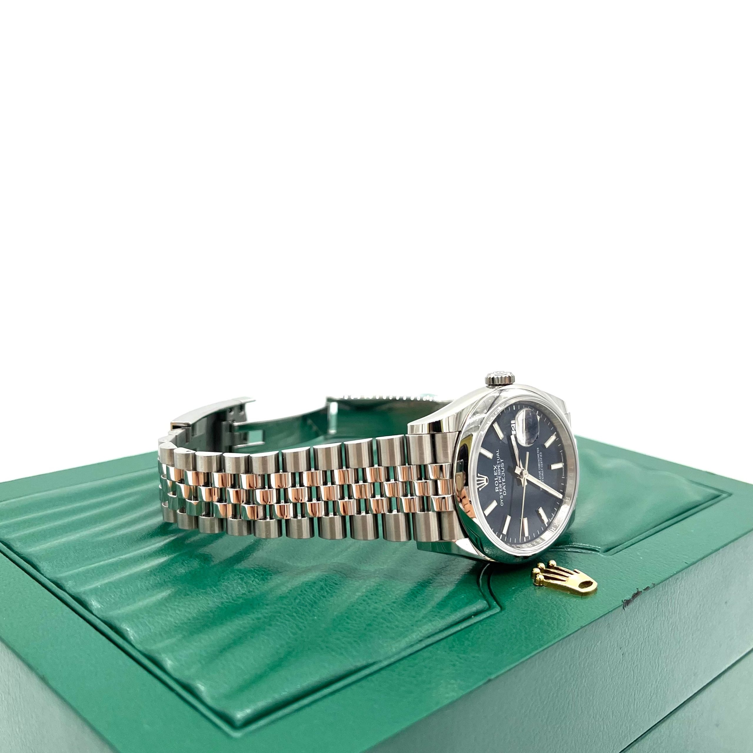 ROLEX Datejust 36mm 126200 Blue Index Smooth Stainless Steel Jubilee Mens Watch