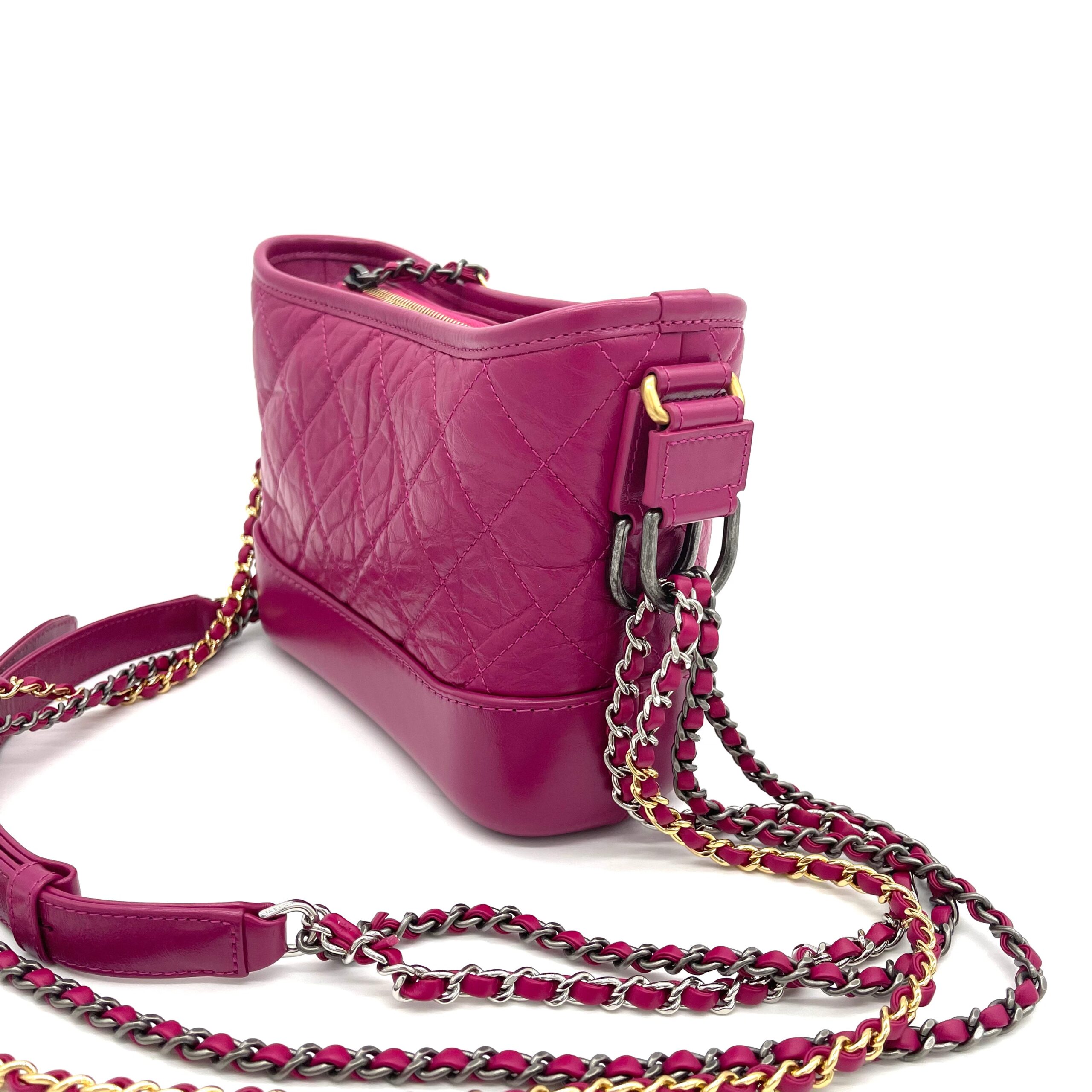 [NEW CONDITION]CHANEL Aged Calfskin Quilted Small Gabrielle Hobo Pink 2019