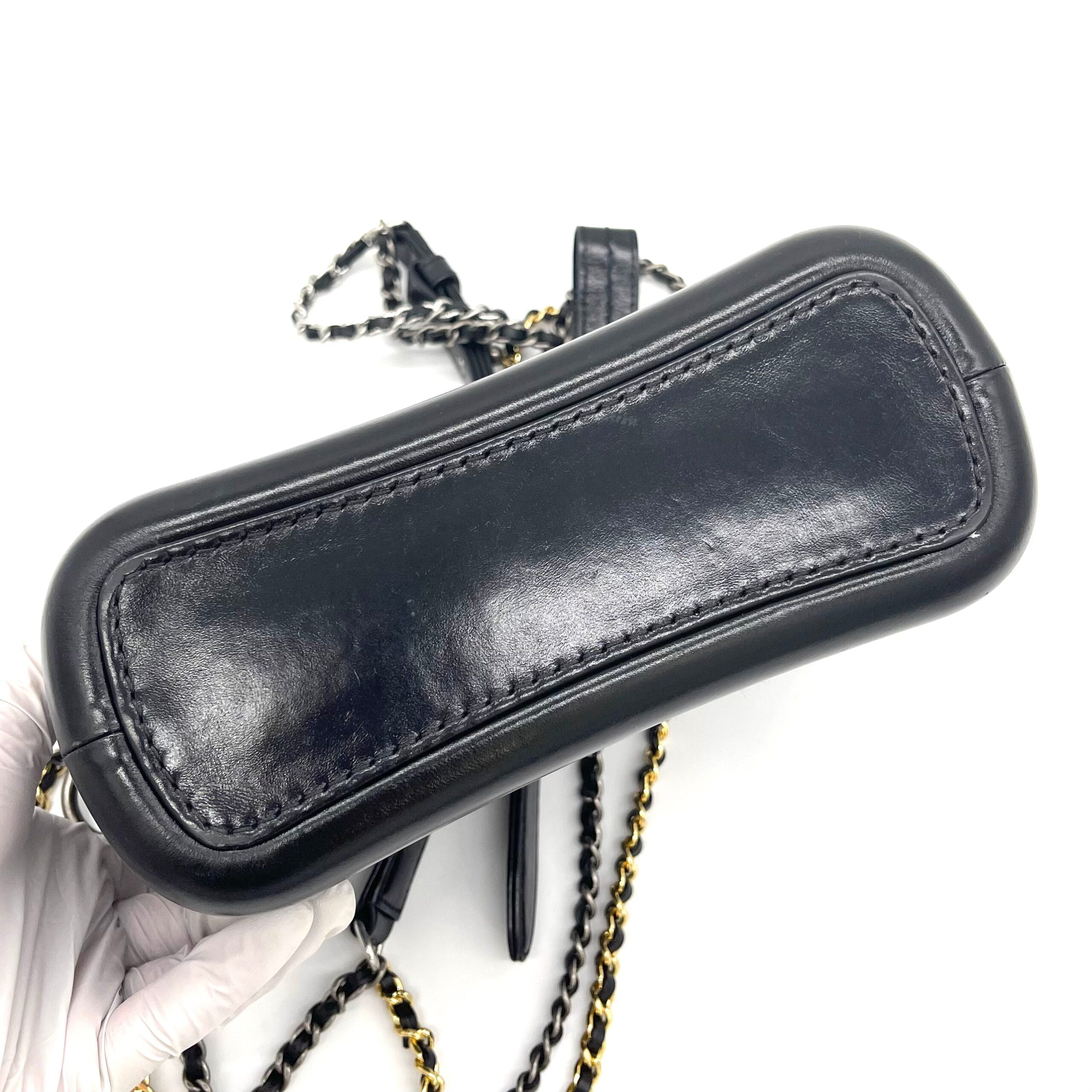 CHANEL Aged Calfskin Quilted Small Gabrielle Hobo Navy Black 2018