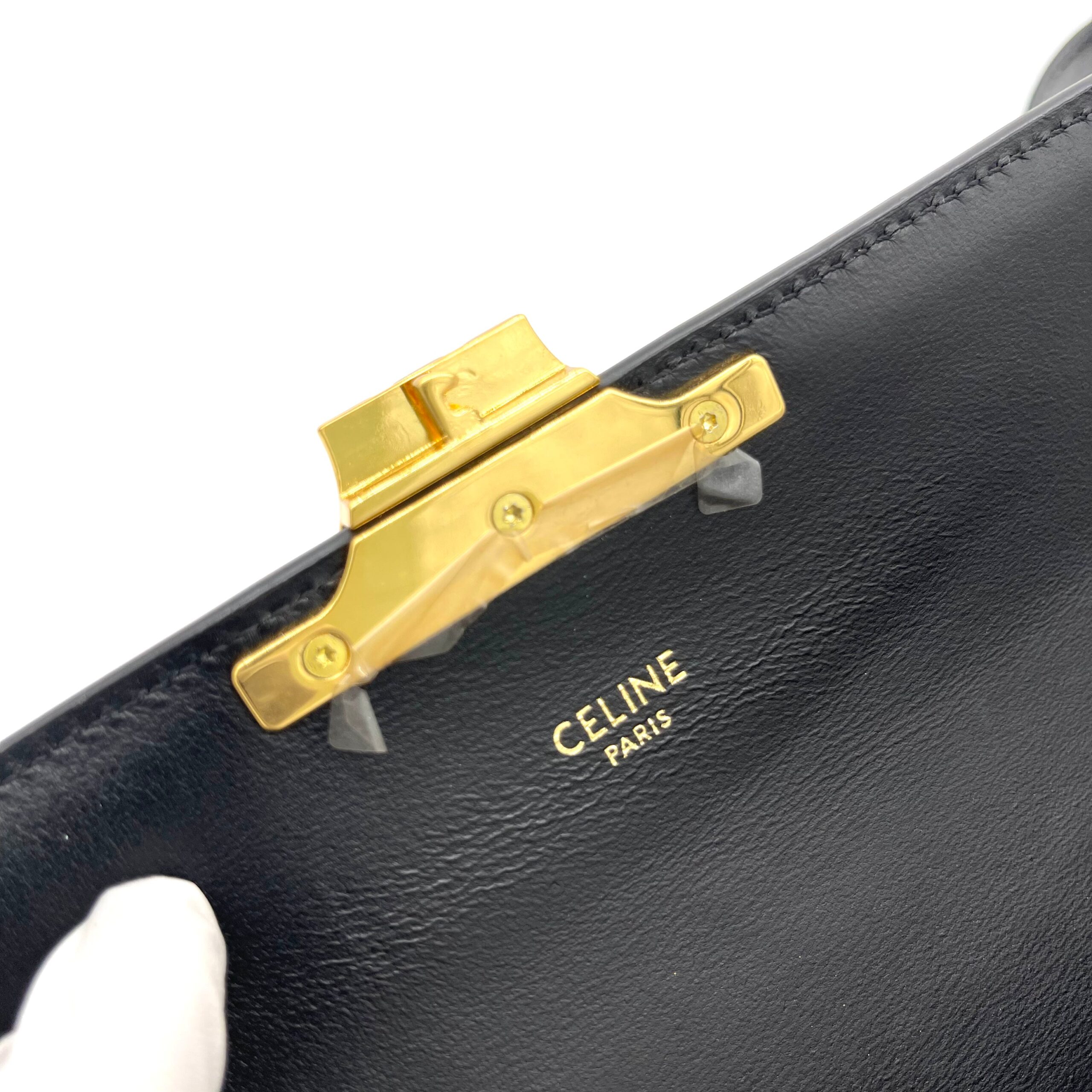 CELINE Triomphe Shoulder Bag In Velvet And Calfskin