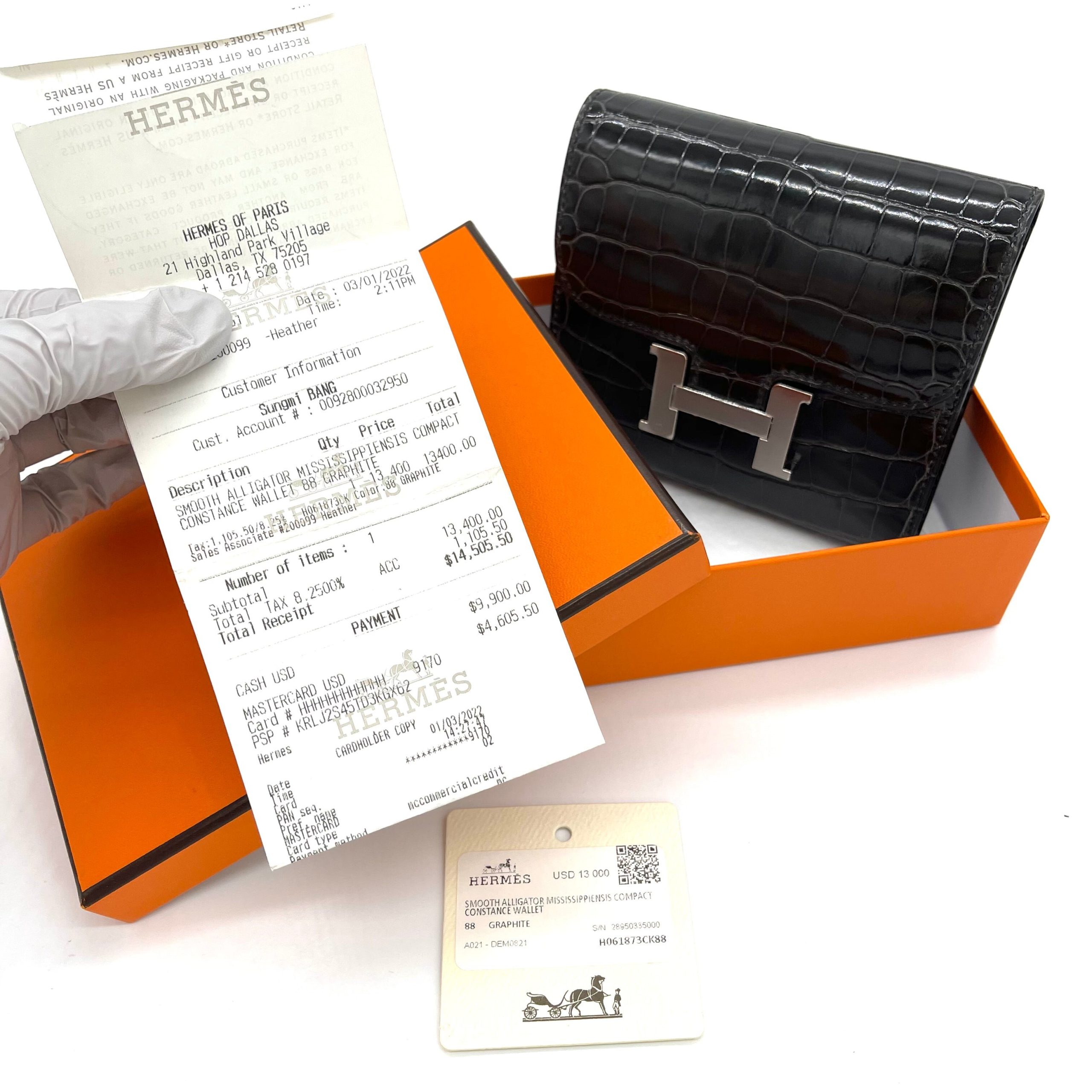 [Brand New] HERMES Constance Compact Alligator Wallet