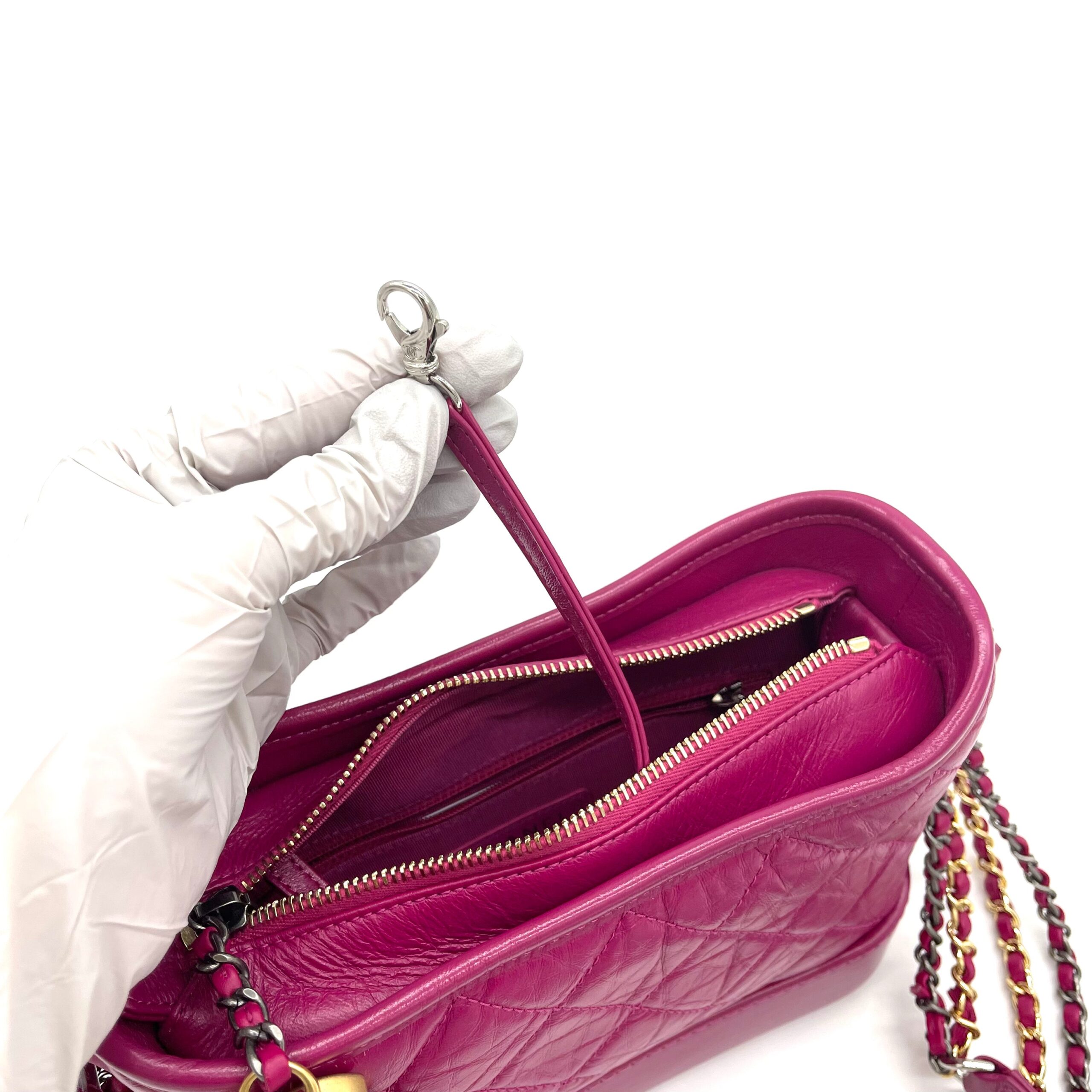 [NEW CONDITION]CHANEL Aged Calfskin Quilted Small Gabrielle Hobo Pink 2019