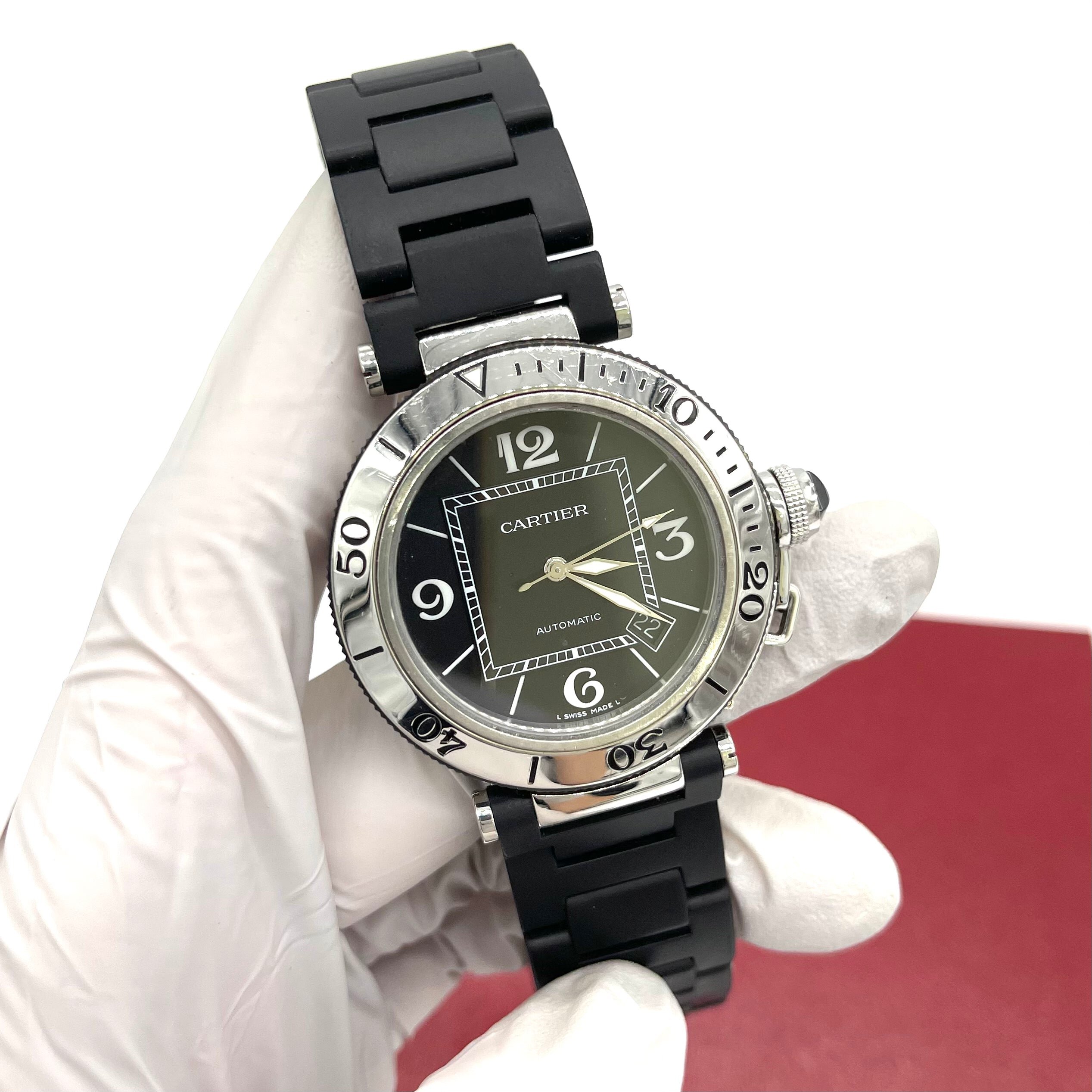 CARTIER Pasha Seatimer Automatic Stainless Steel and Rubber Watch