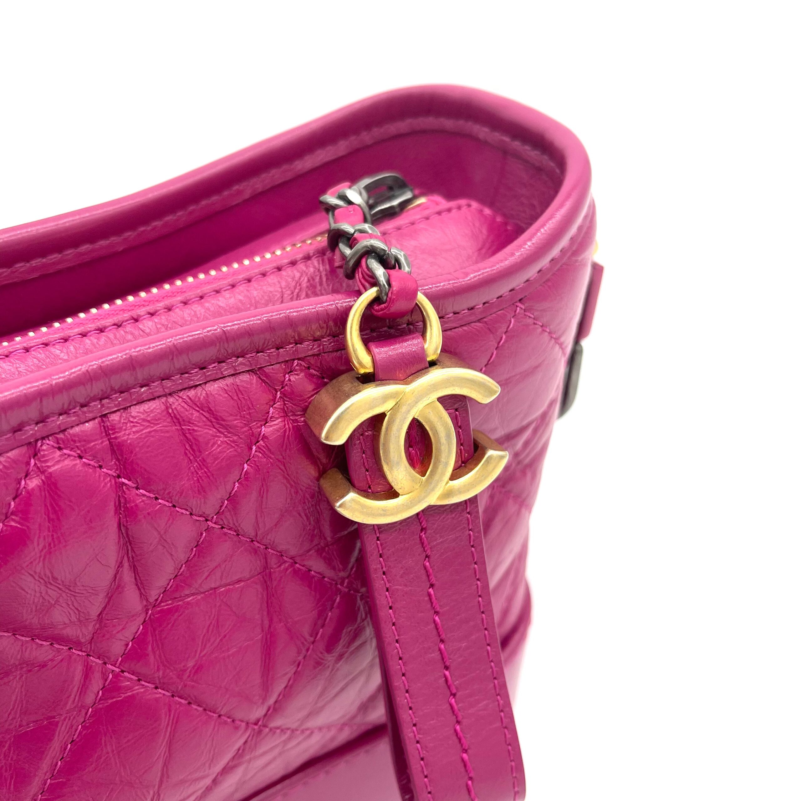 [NEW CONDITION]CHANEL Aged Calfskin Quilted Small Gabrielle Hobo Pink 2019