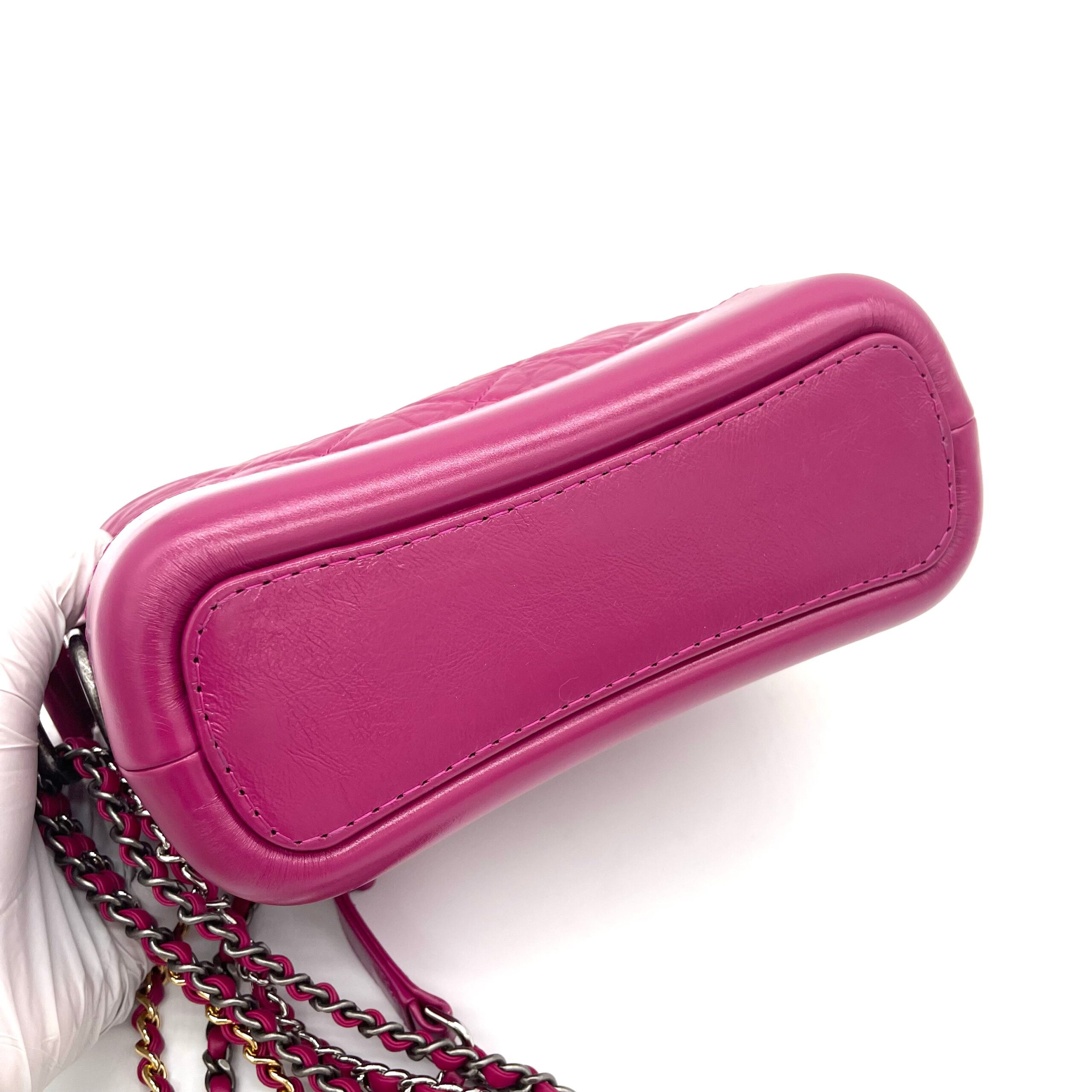 [NEW CONDITION]CHANEL Aged Calfskin Quilted Small Gabrielle Hobo Pink 2019