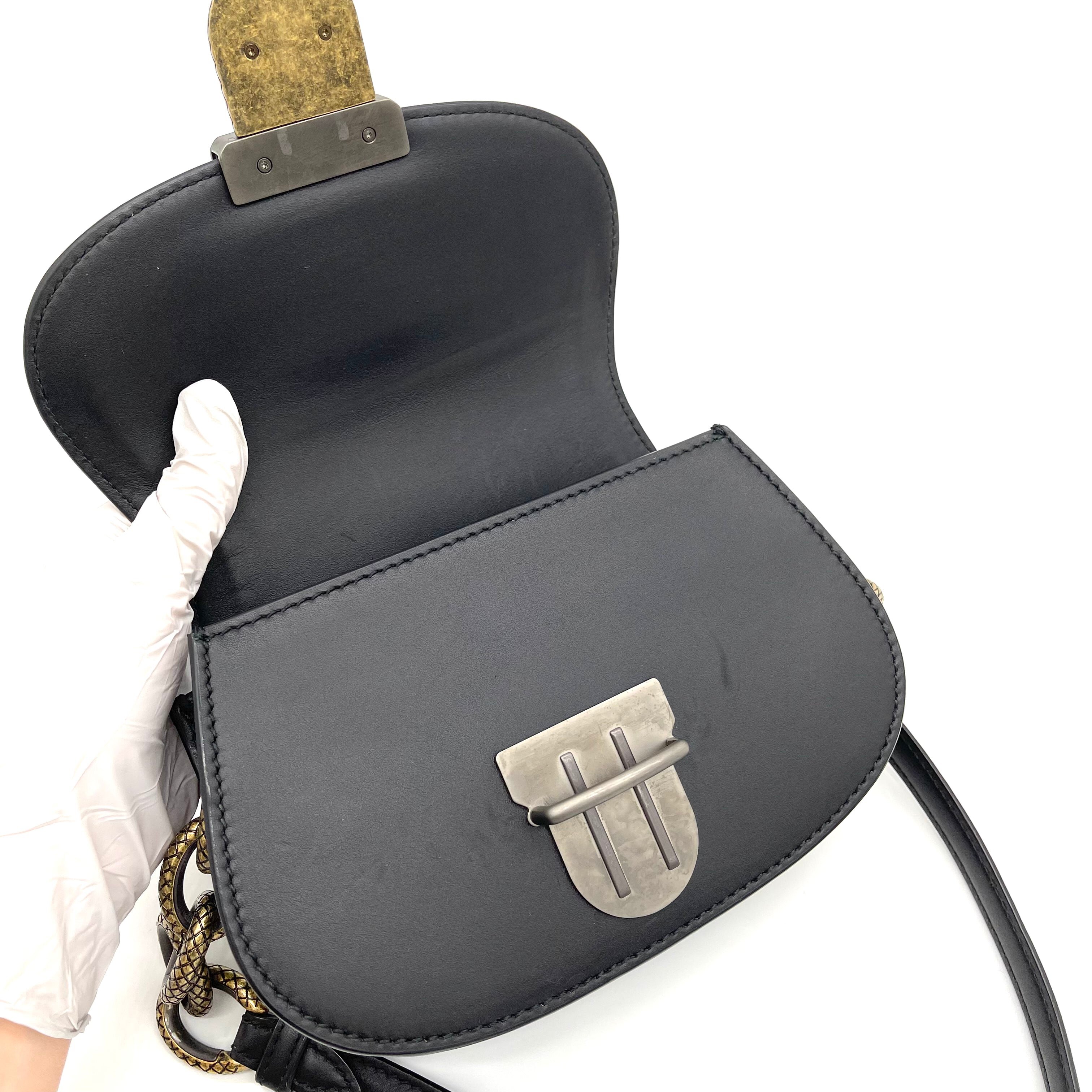 [SALE]BOTTEGA VENETA Calfskin Pony Hair Leopard Print Umbria Bag Black