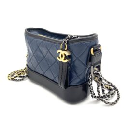 CHANEL Aged Calfskin Quilted Small Gabrielle Hobo Navy Black 2018