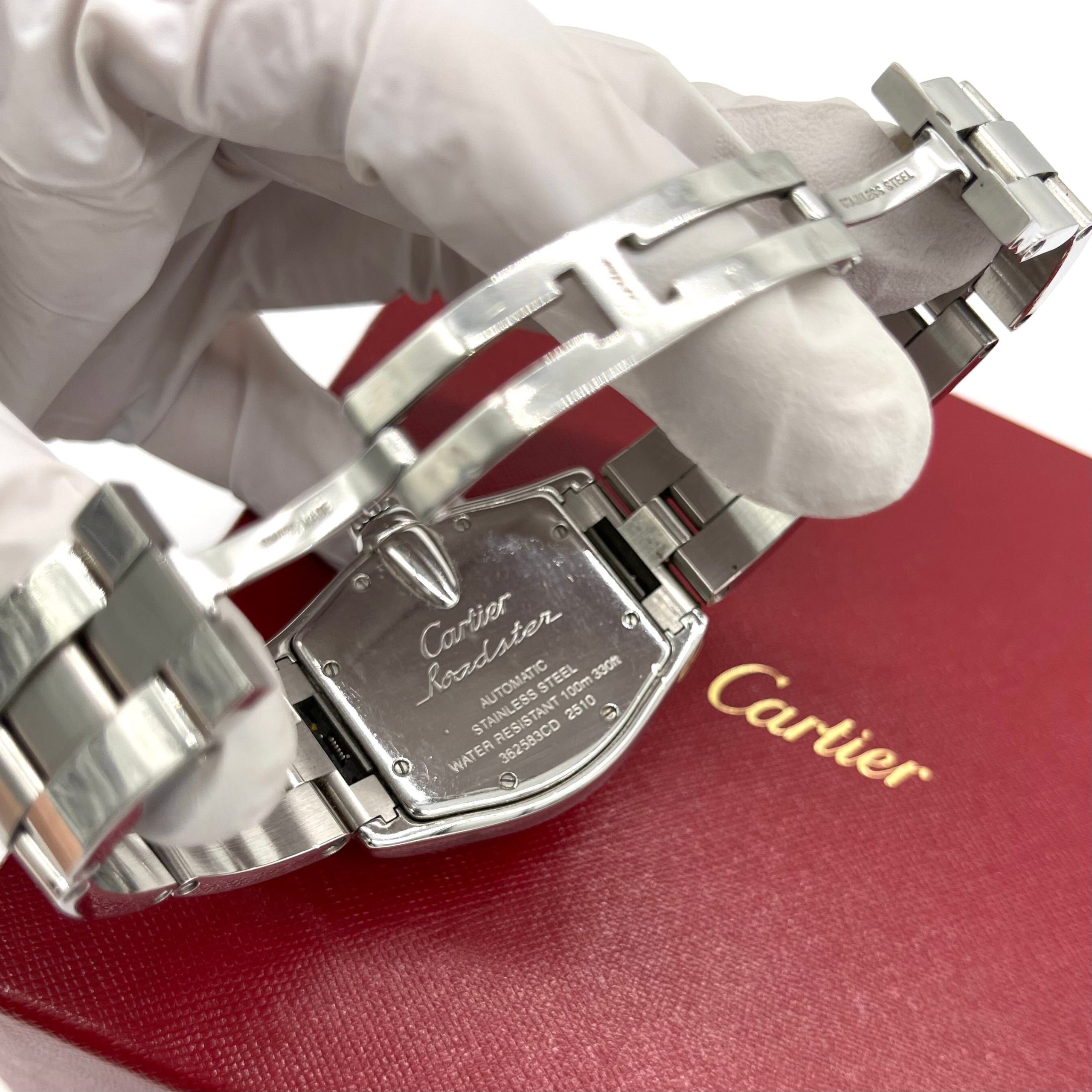 CARTIER Roadster Black Dial Stainless Steel Mens Watch