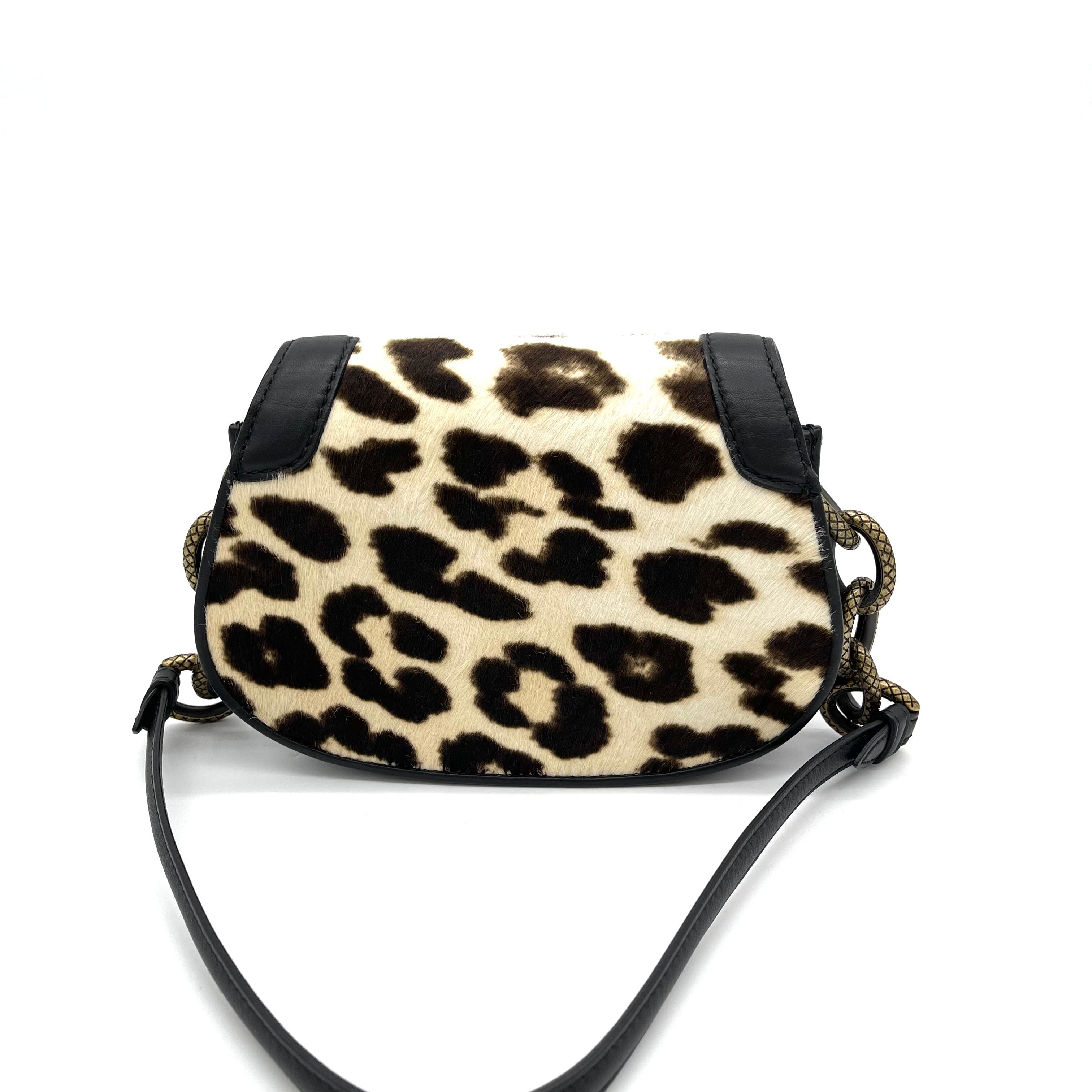 [SALE]BOTTEGA VENETA Calfskin Pony Hair Leopard Print Umbria Bag Black