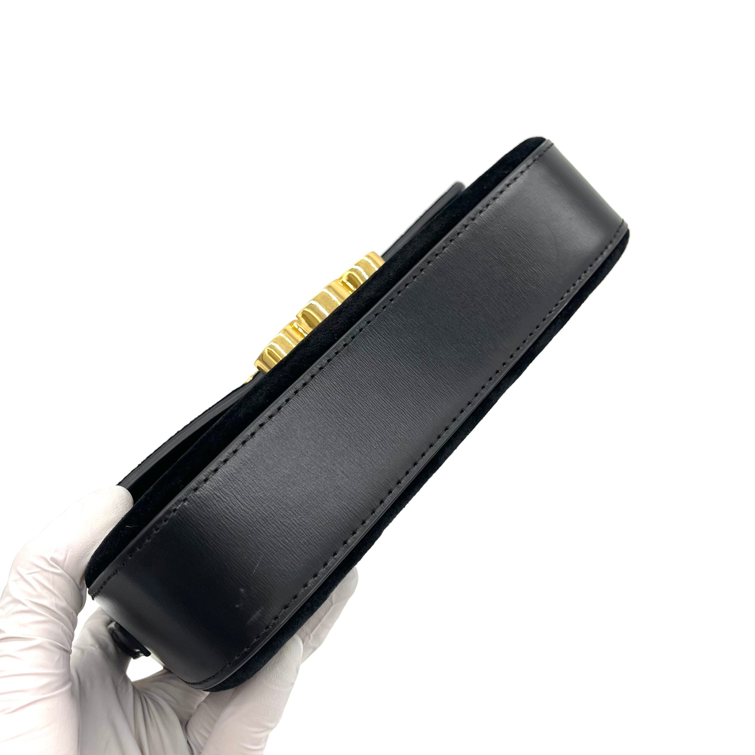 CELINE Triomphe Shoulder Bag In Velvet And Calfskin