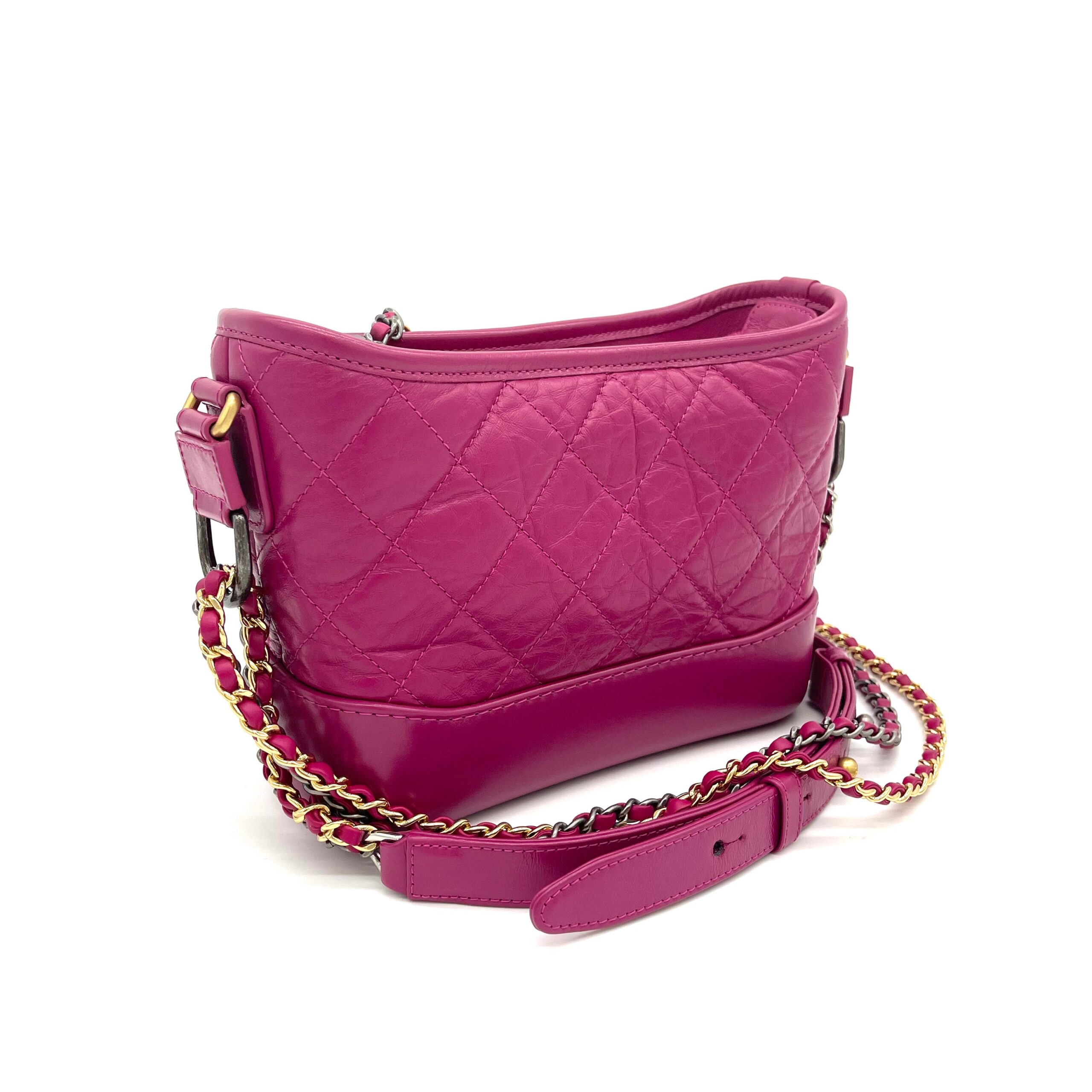 [NEW CONDITION]CHANEL Aged Calfskin Quilted Small Gabrielle Hobo Pink 2019