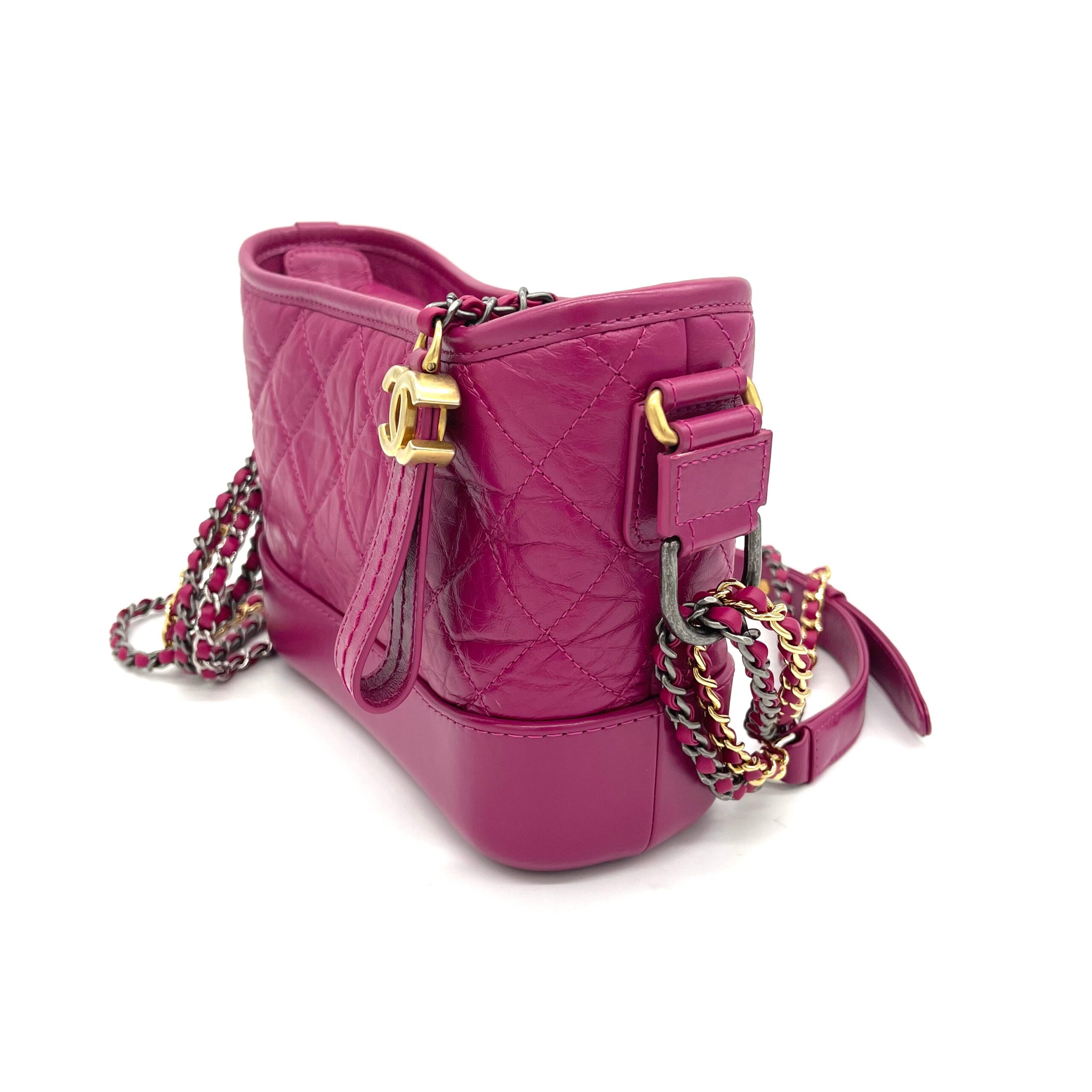 [NEW CONDITION]CHANEL Aged Calfskin Quilted Small Gabrielle Hobo Pink 2019