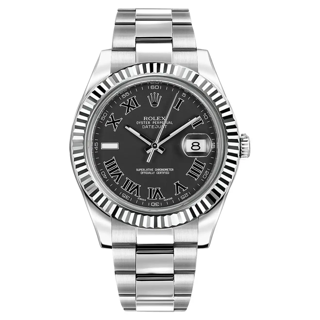 ROLEX Datejust II 116334 Gray Black Roman Dial Oyster Bracelet 41mm