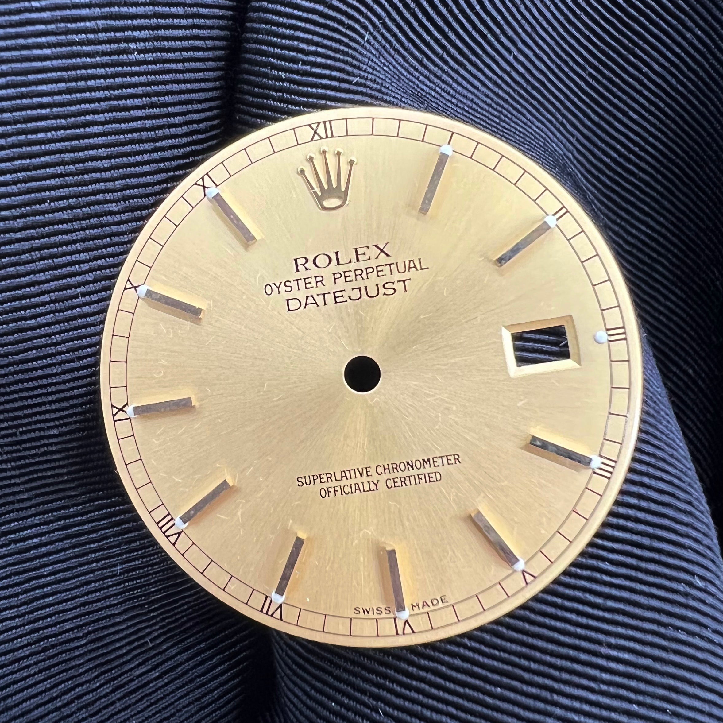 Guaranteed Authentic Rolex Oyster Perpetual Datejust With Date Model 16233 Superlative Chronometer Officially Certified Swiss Made Gold Dial 36mm