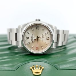 Rolex 114200 Air King Blue Baton Dial Domed Bezel Steel