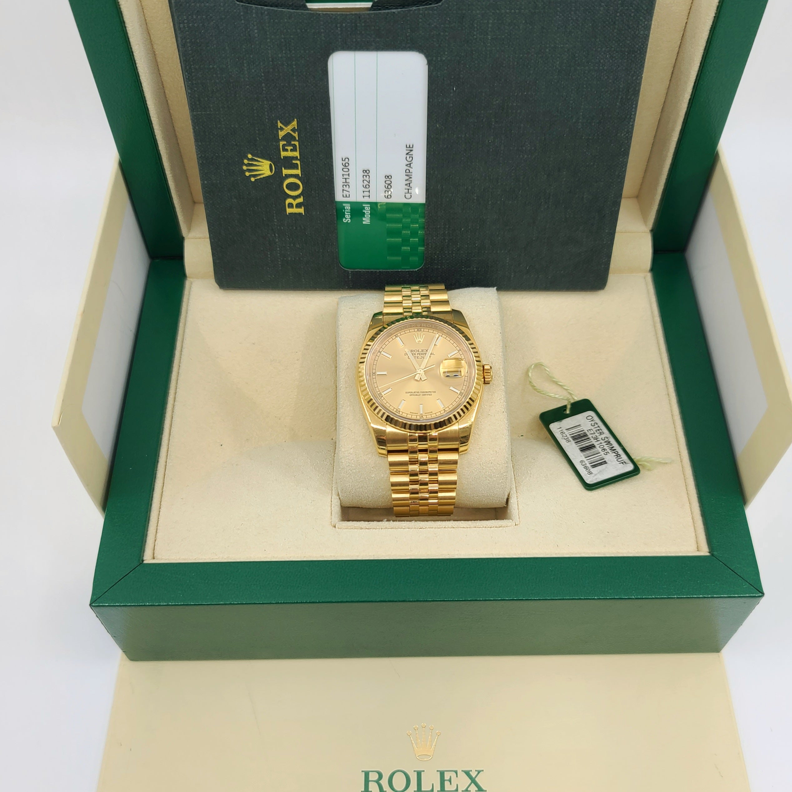 2015 Year Rolex 116238 Datejust 36 Solid Gold Fluted Bezel rolex official price $29,050.00 + tax