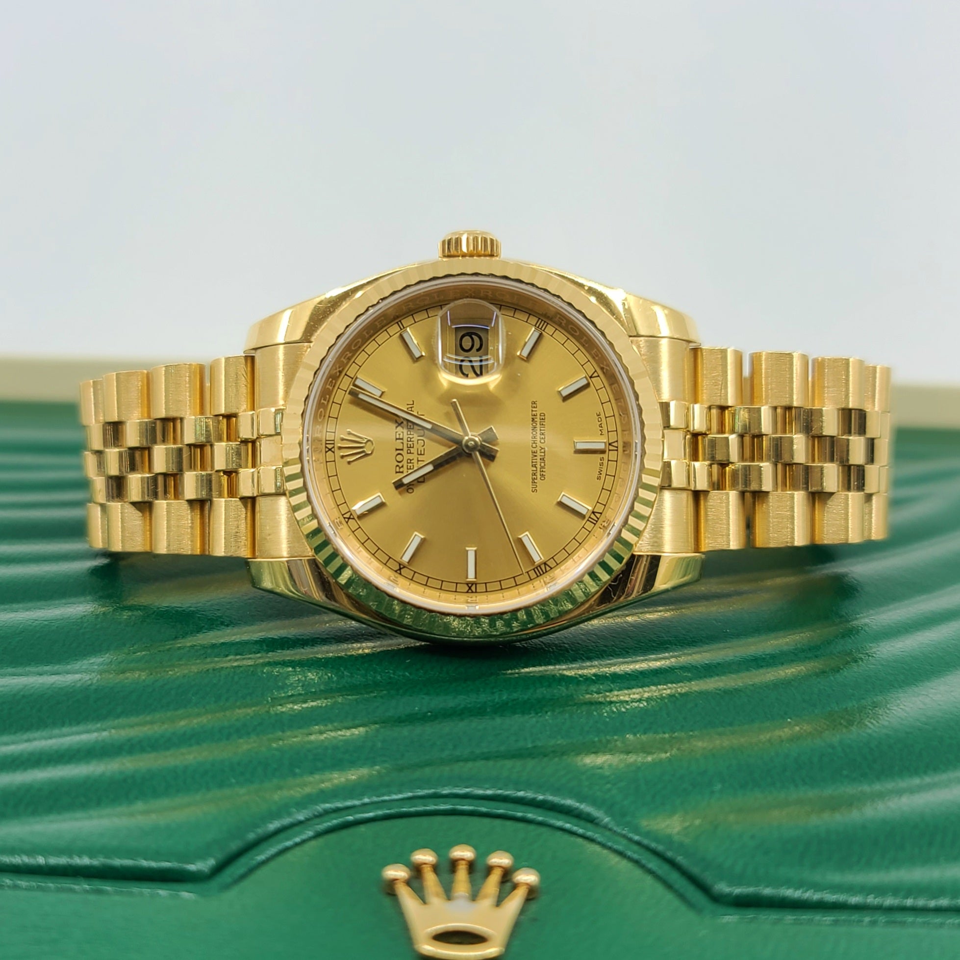 2015 Year Rolex 116238 Datejust 36 Solid Gold Fluted Bezel rolex official price $29,050.00 + tax