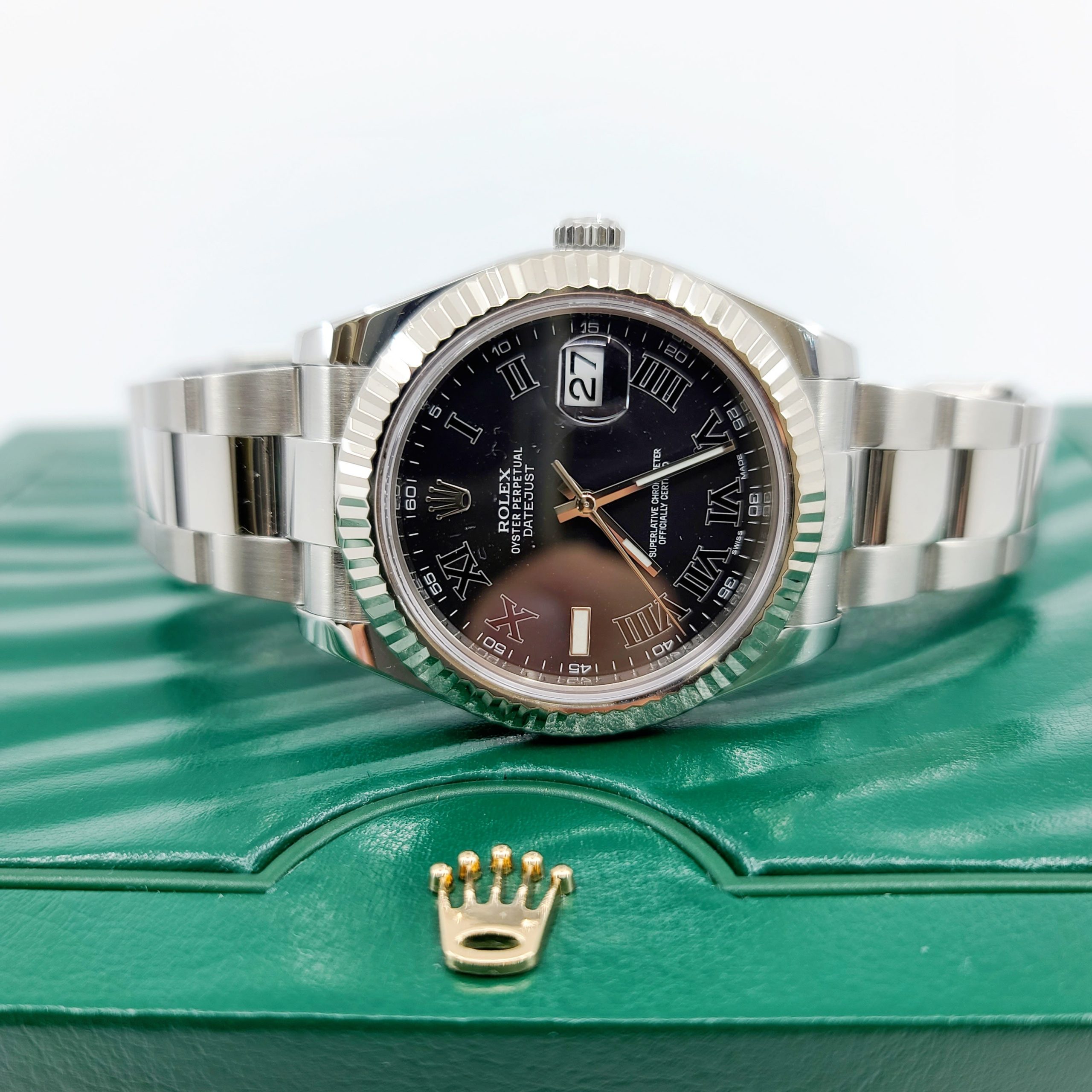 ROLEX Datejust II 116334 Gray Black Roman Dial Oyster Bracelet 41mm