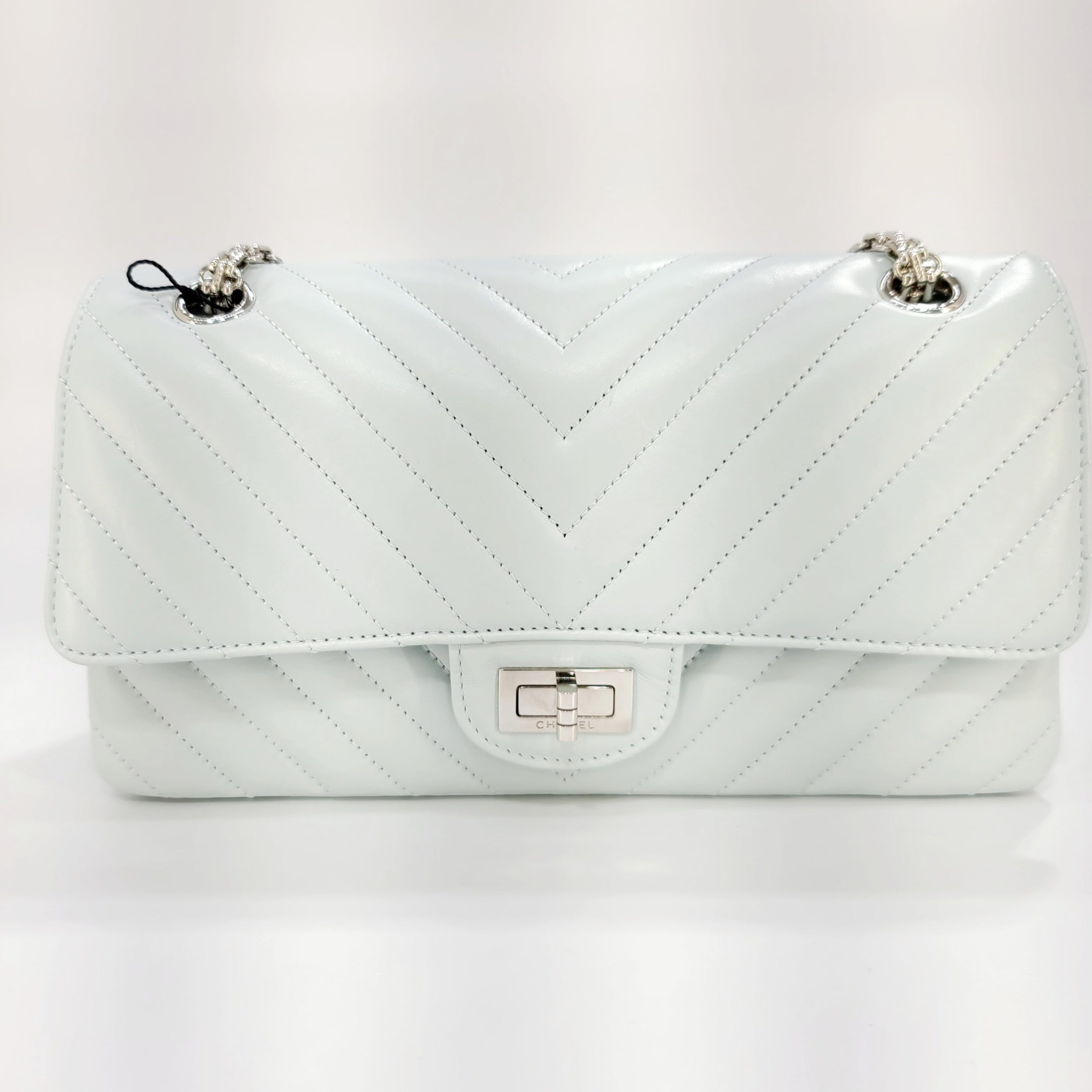 2022 Year Brand New Chanel 2.55 HANDBAG Aged Calfskin & Silver-Tone Metal Light Blue