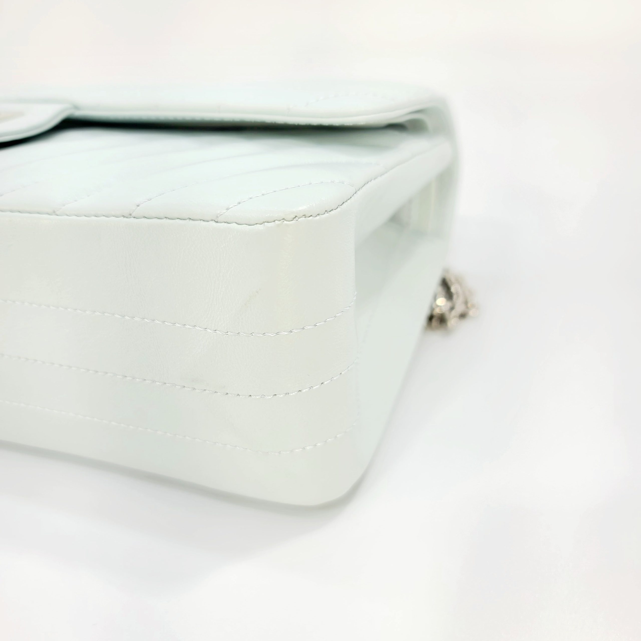 2022 Year Brand New Chanel 2.55 HANDBAG Aged Calfskin & Silver-Tone Metal Light Blue