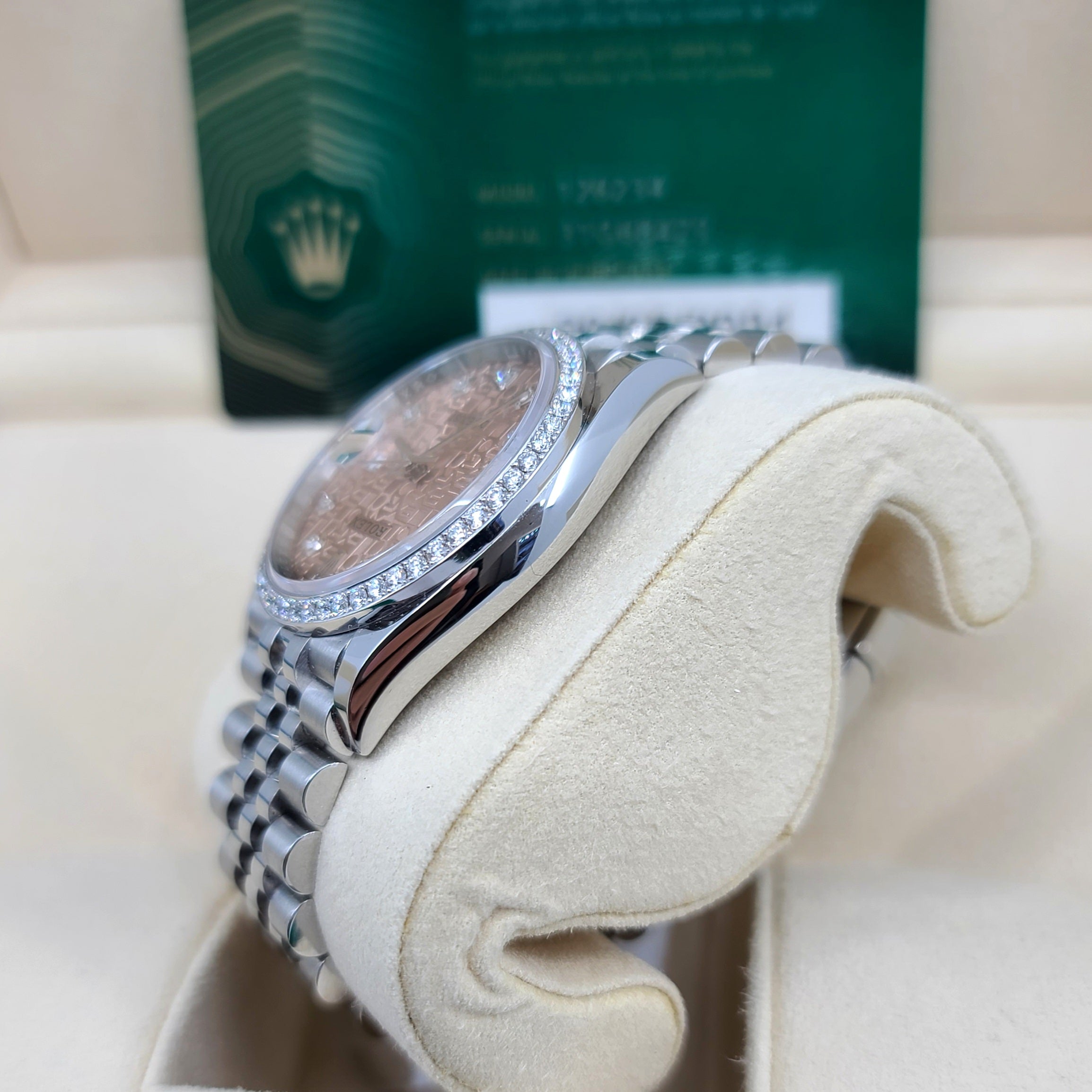 2021 Year Rolex Datejust 126234 Steel 36mm Pink Jubilee Diamond Dial Jubilee Bracelet Auto