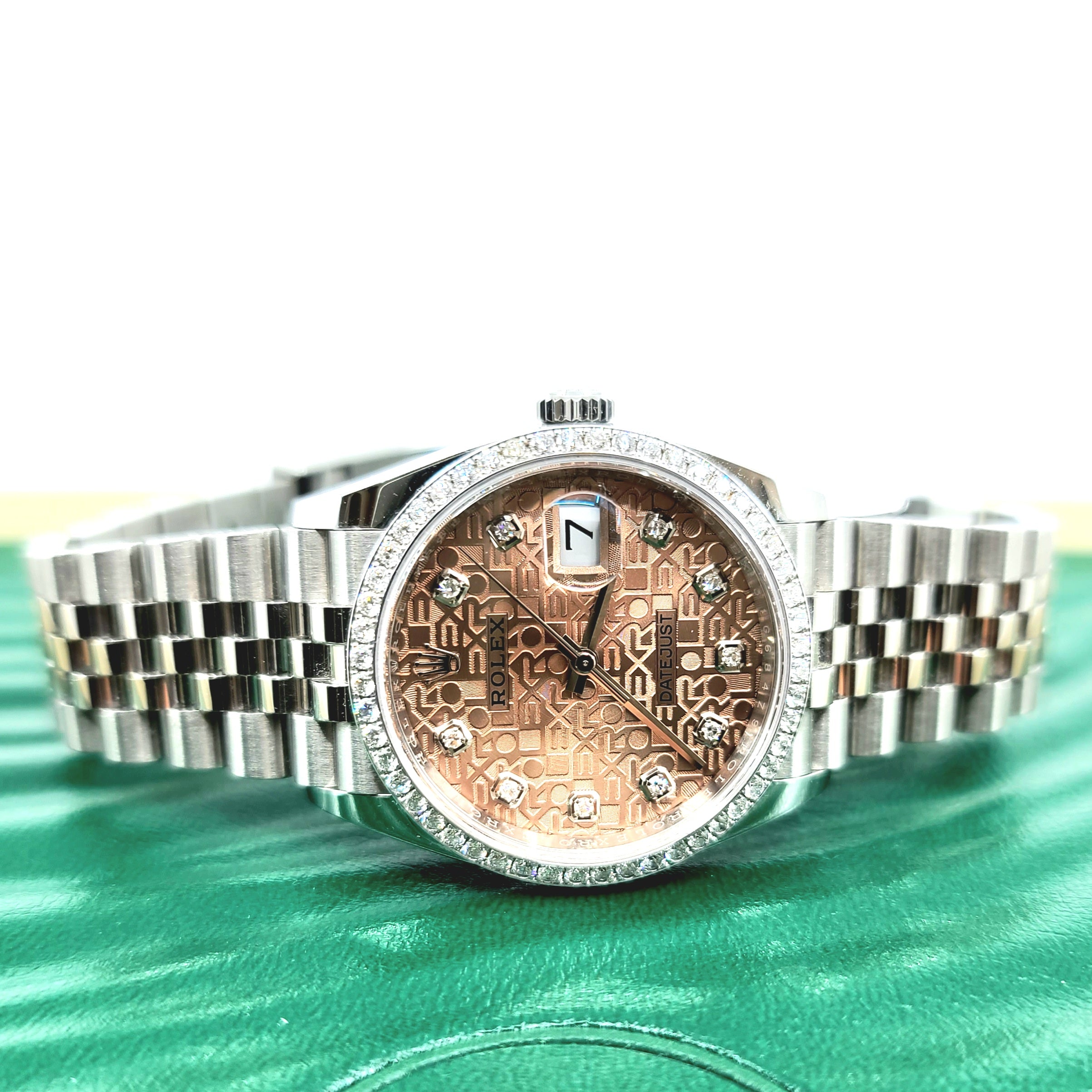 2021 Year Rolex Datejust 126234 Steel 36mm Pink Jubilee Diamond Dial Jubilee Bracelet Auto